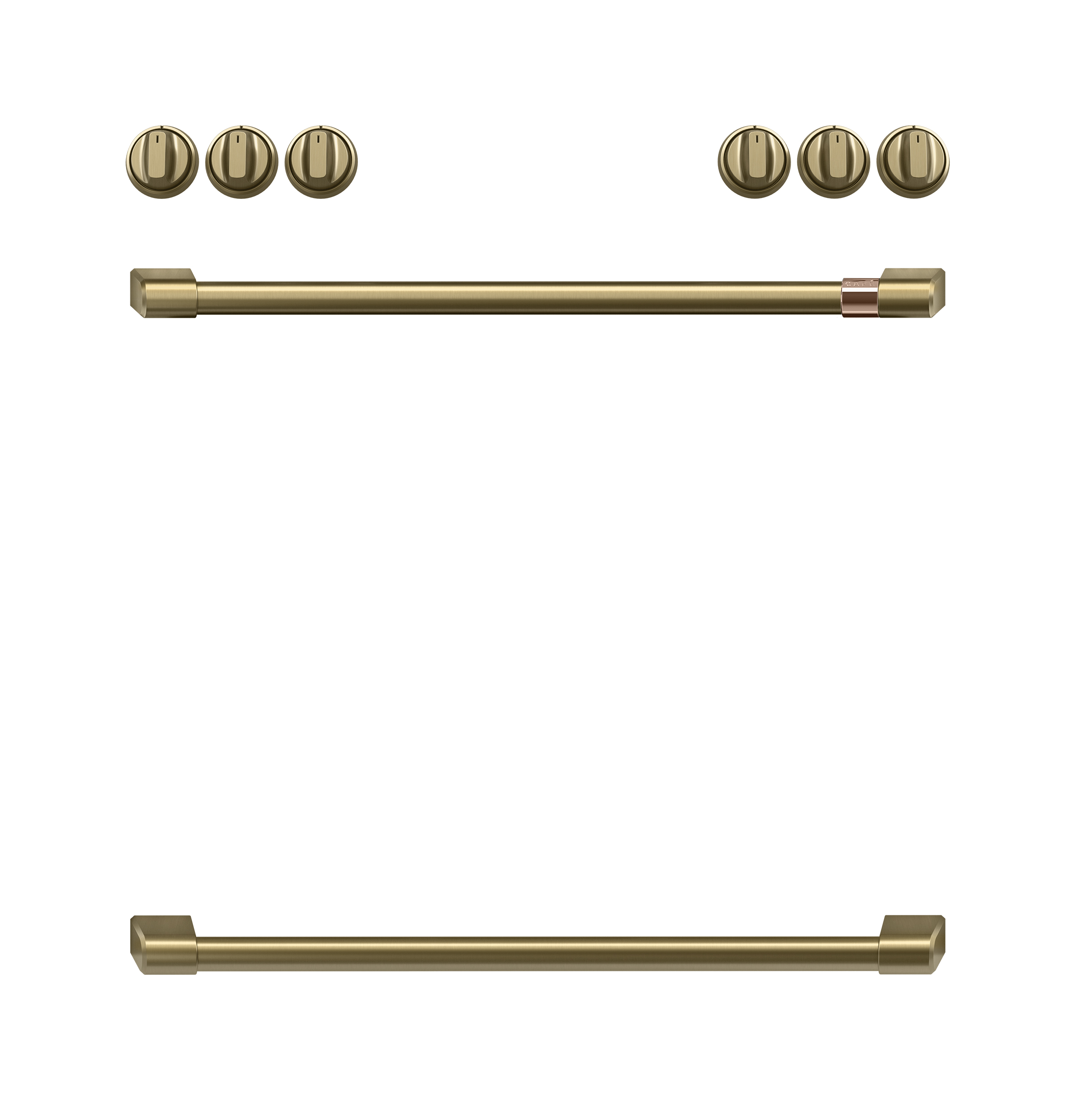 Front Cntrl Gas Knobs,Hndls Brushed Brass — Not Connectable view 3