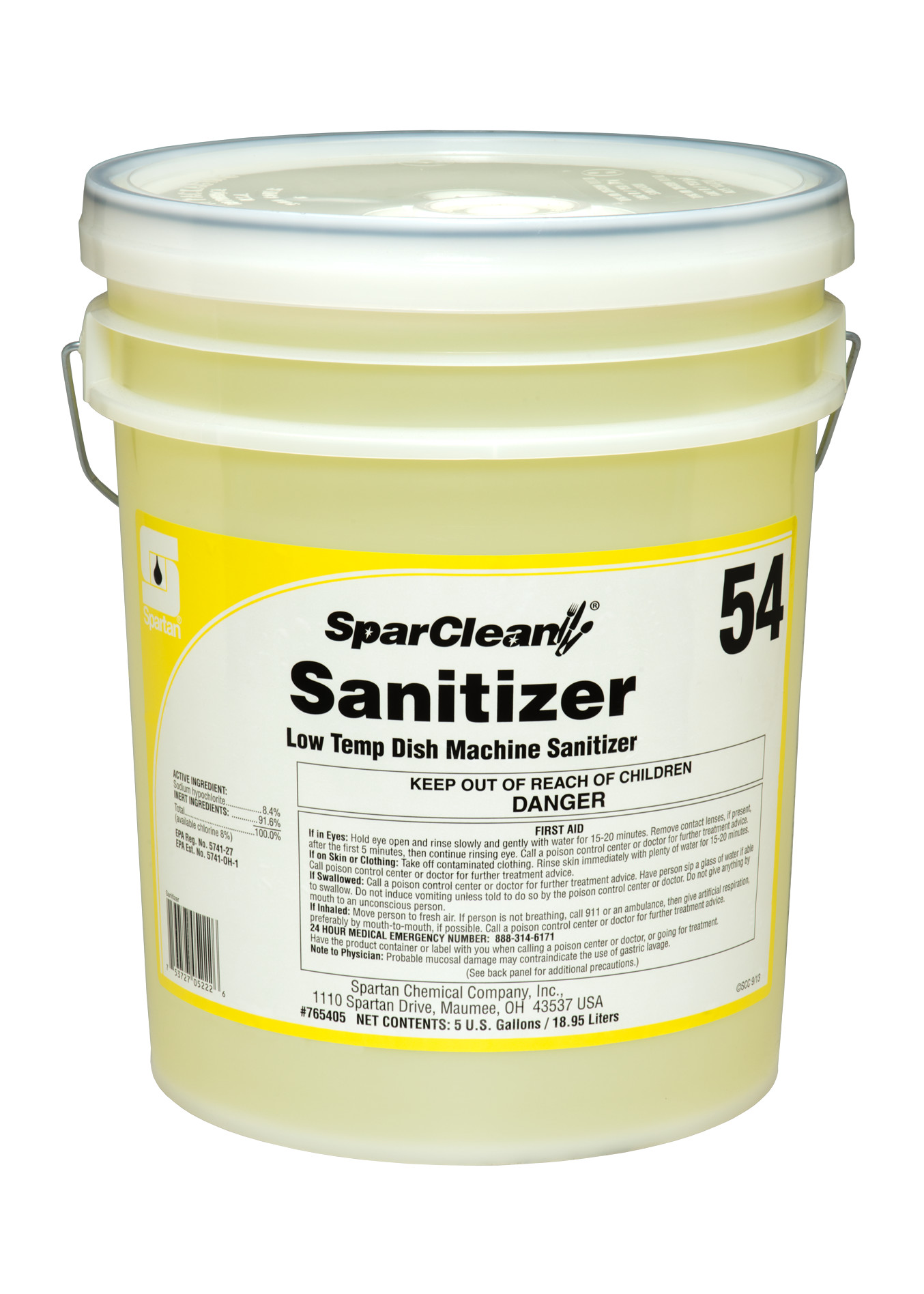 Spartan Chemical Company SparClean Sanitizer 54, 5 GAL PAIL