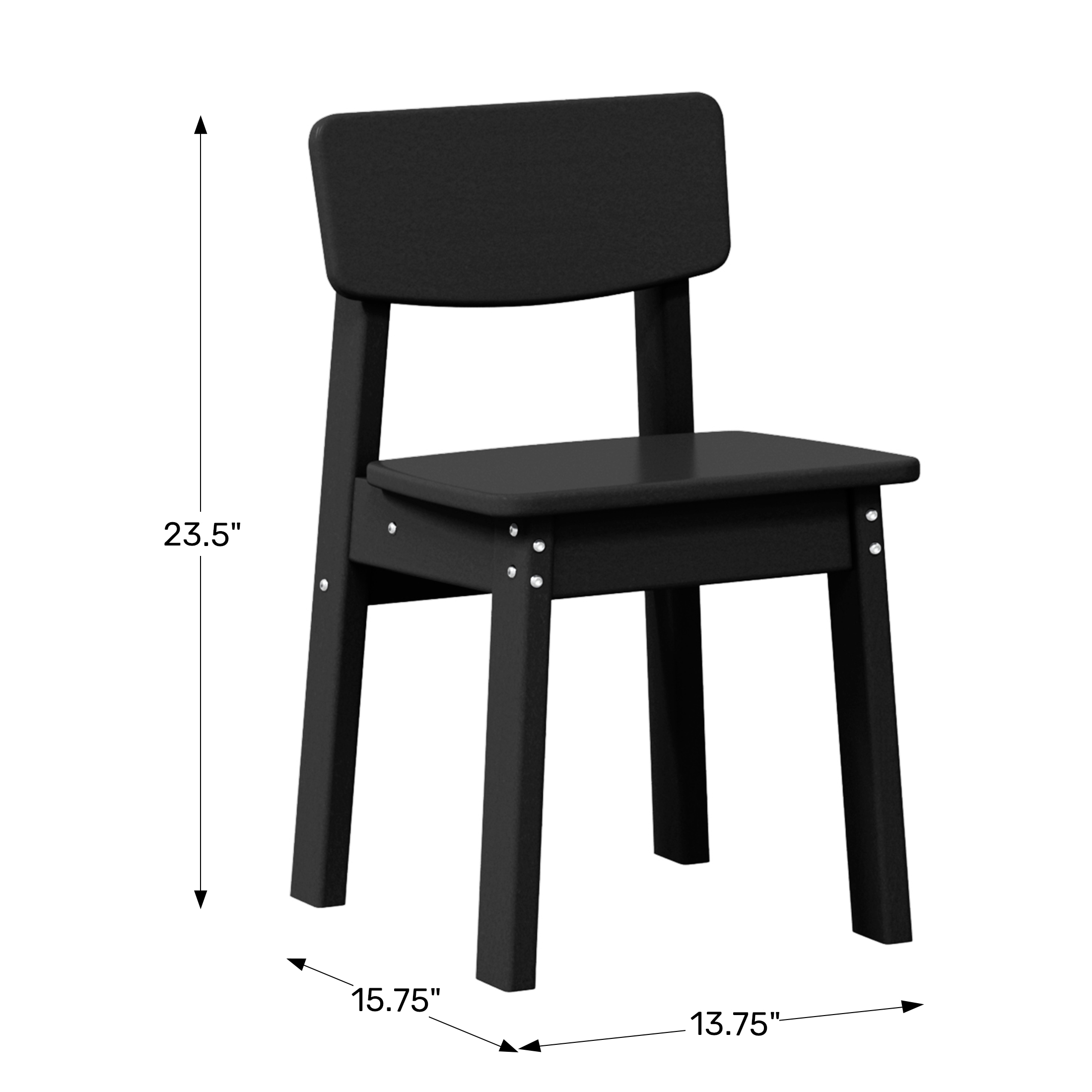 Outdoor HDPE Kids Modern Plastic Toddler Dining Chairs (Set of Two)WWT Spec Image