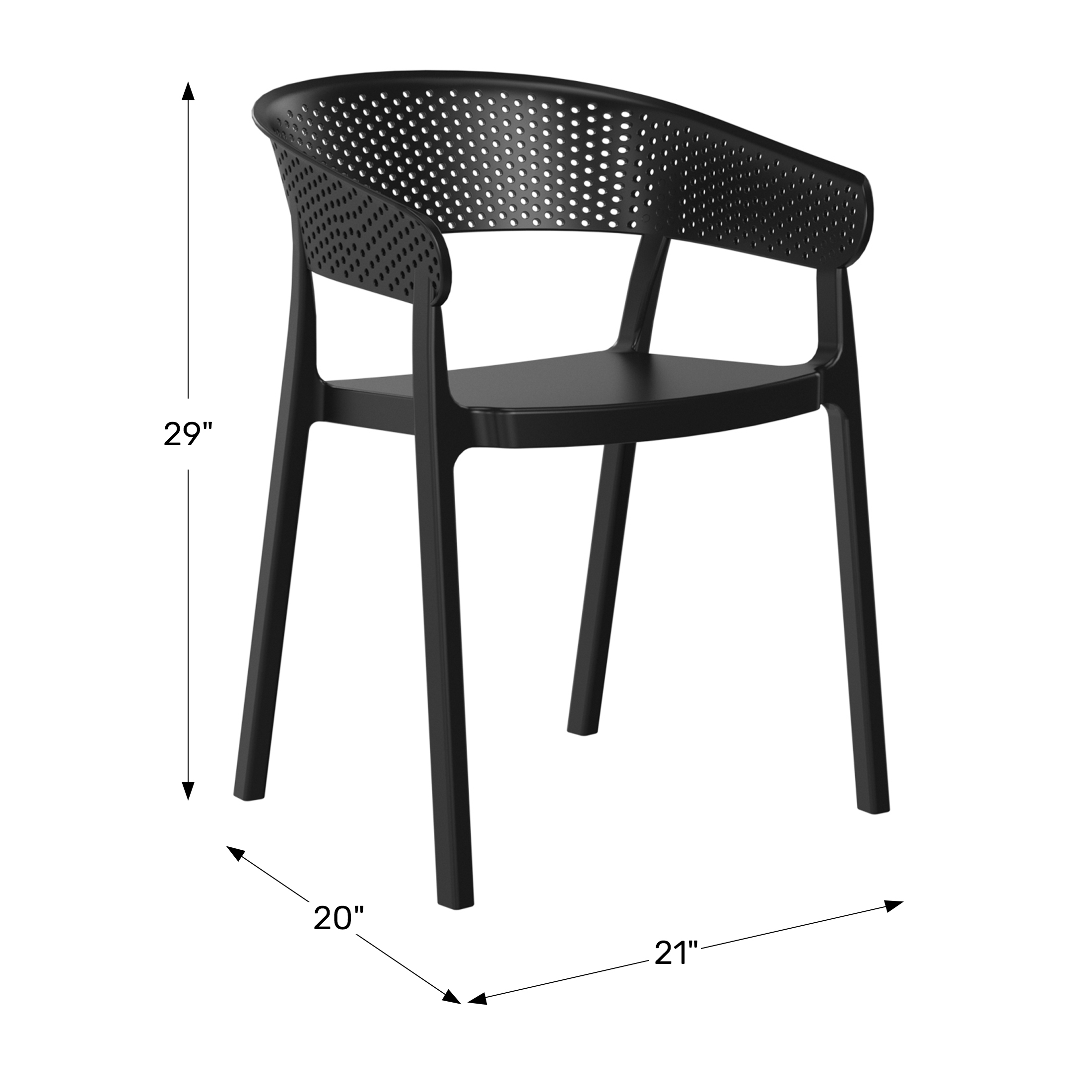 Outdoor Modern Stackable Plastic Resin Patio Dining Armchair (Set of 2)WWT Spec Image