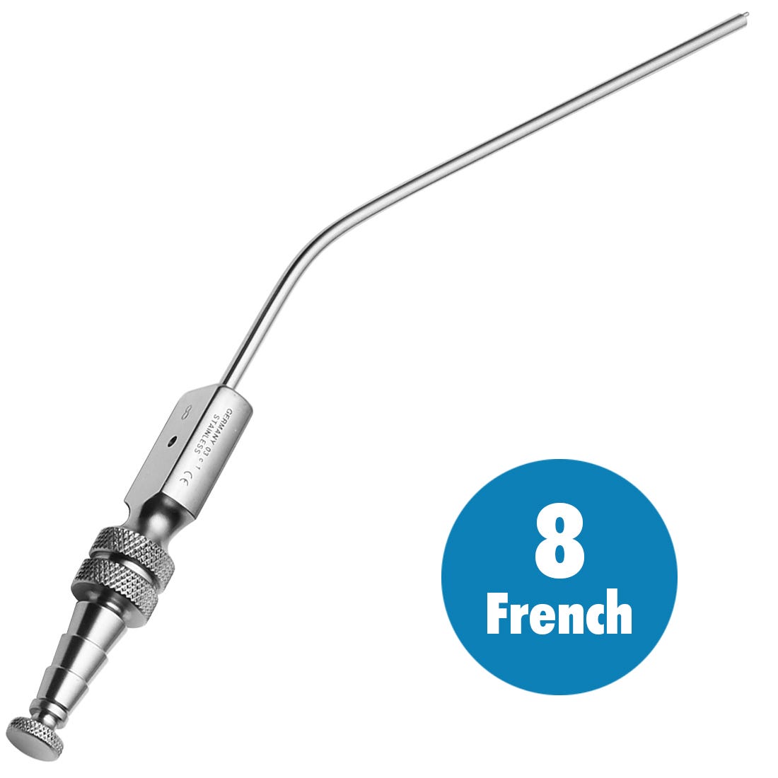 Frazier Suction Tip, 8 French, approx 2.67mm opening, 30 degree angle, delicate tip