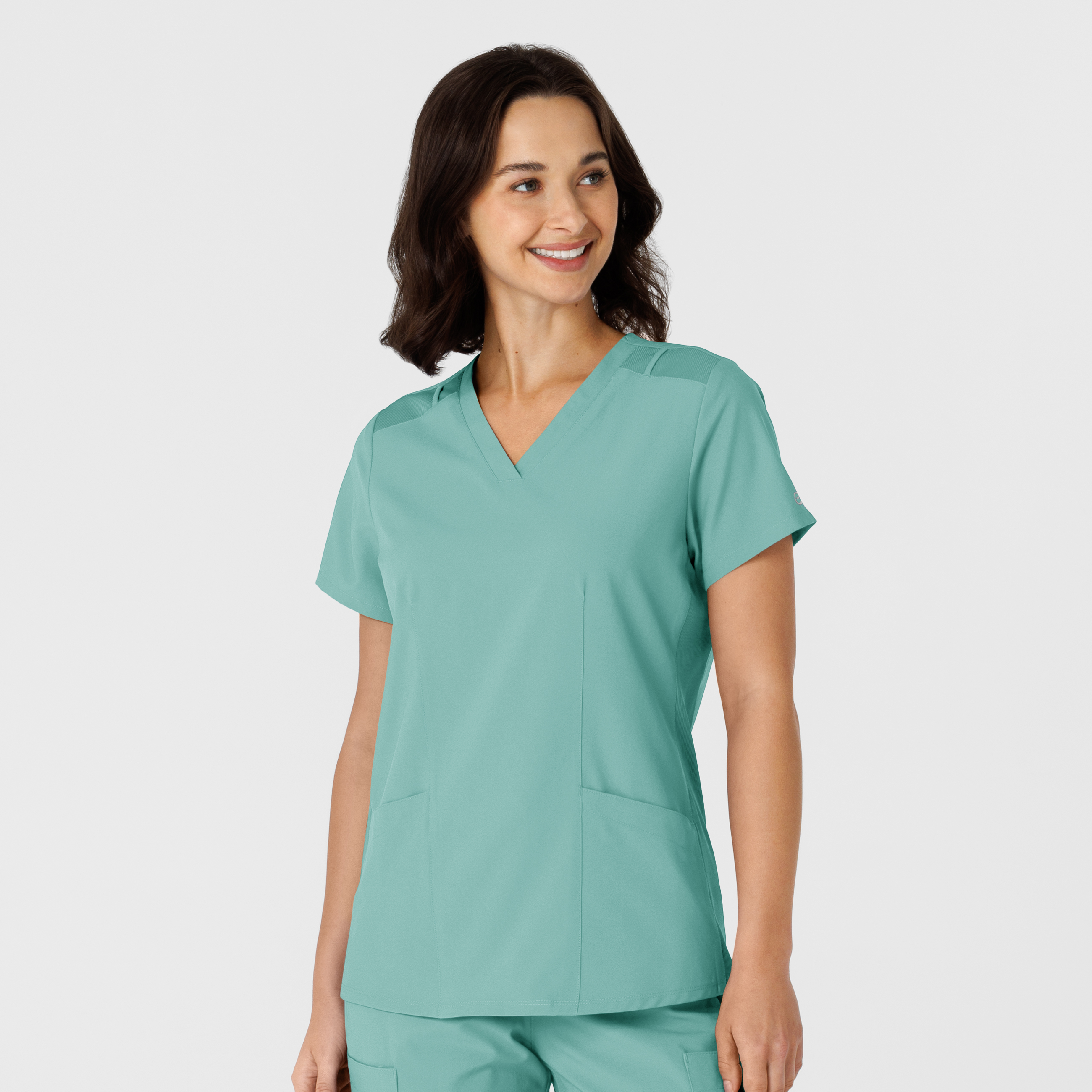 W123 Women&#39;s Flex&#45;n&#45;Reach Side Panel V&#45;Neck Scrub Top-Wonder Wink