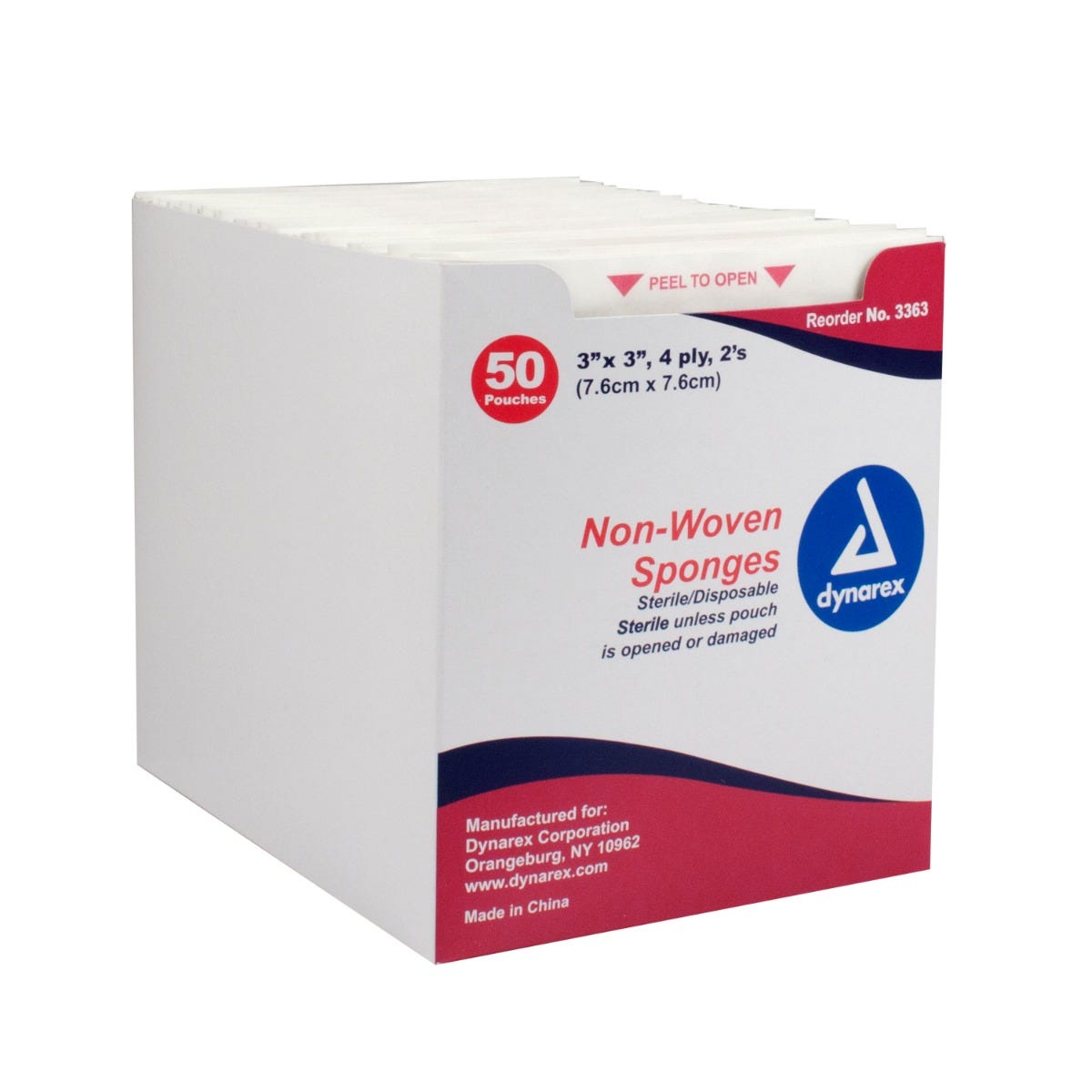 Nonwoven General Use Sponges, Sterile - 3" x 3", 4-ply, 2's, 2400/Case