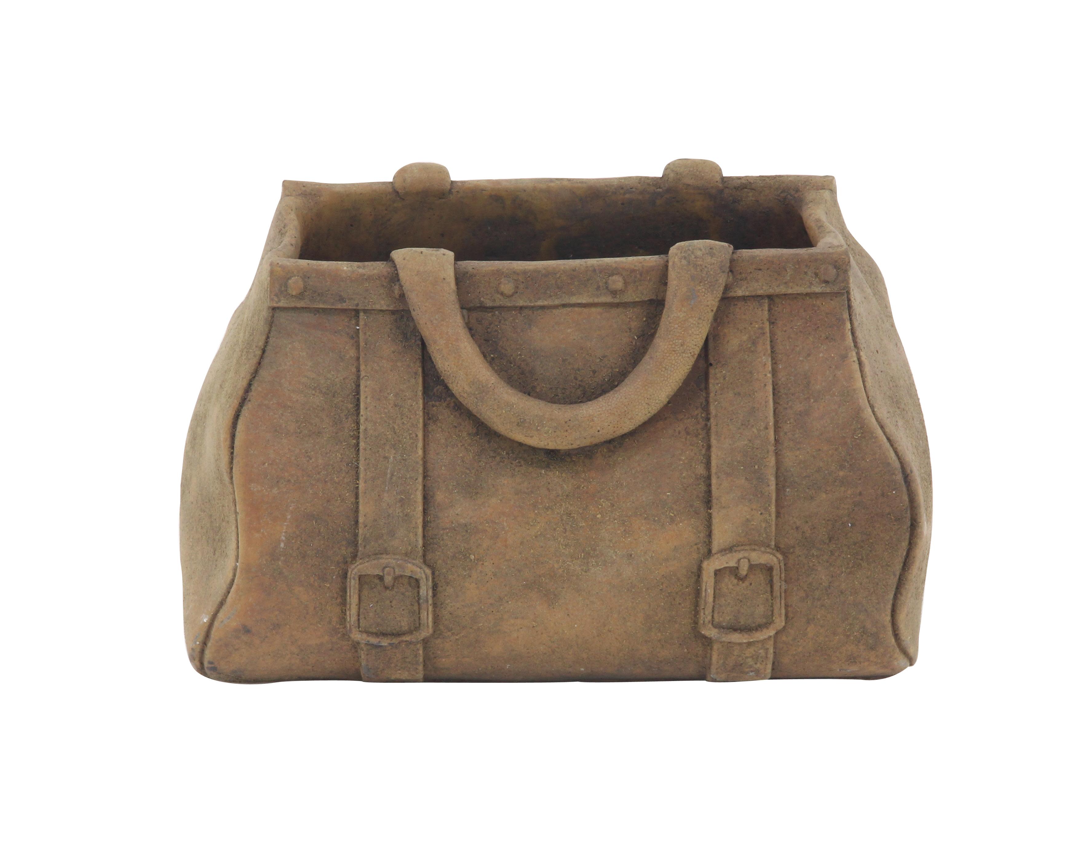 Brown Cement Stone  Planter, 12" x 7" x 8"