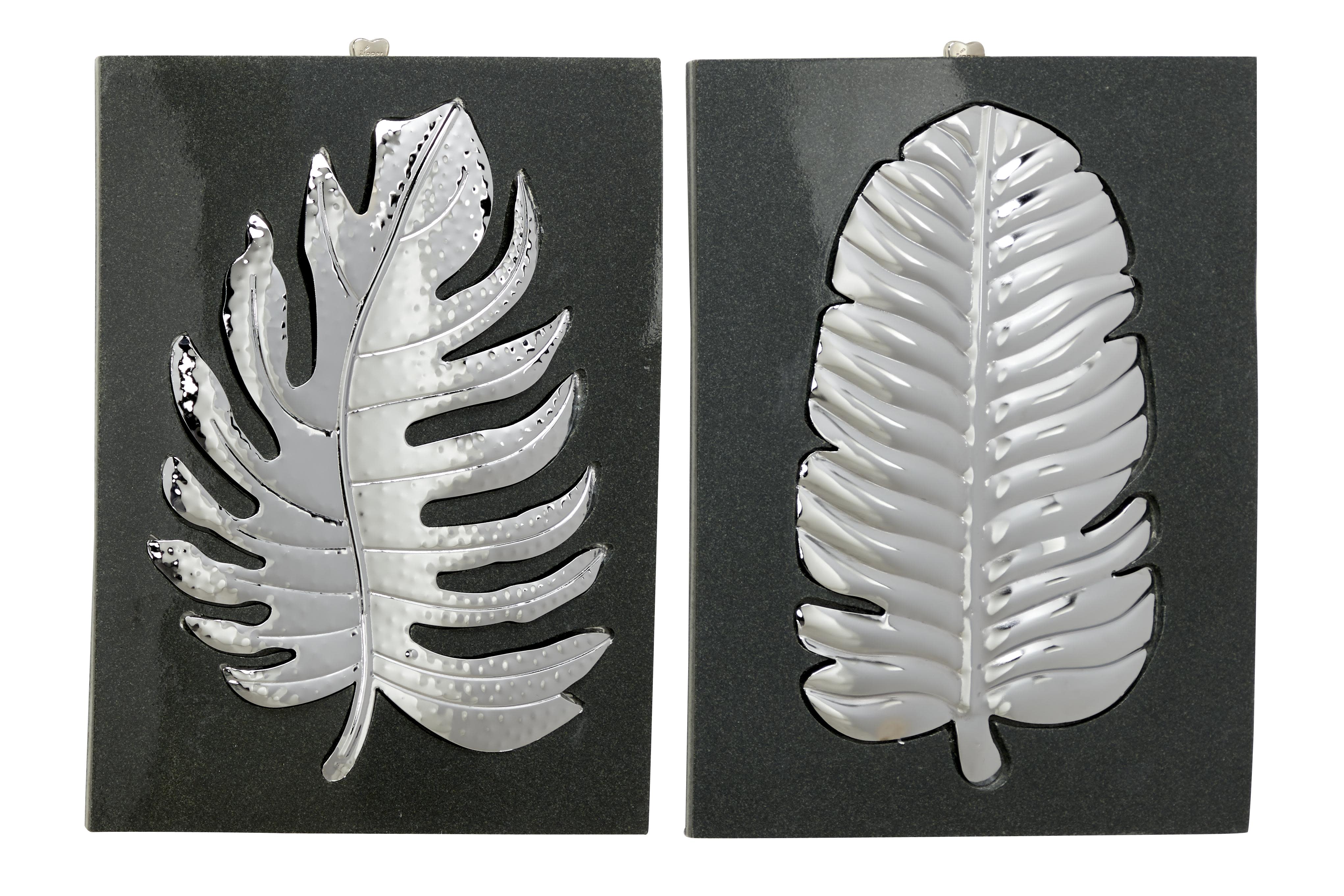 Silver Metal Floral Wall Decor, Set of 2 13"W, 19"H