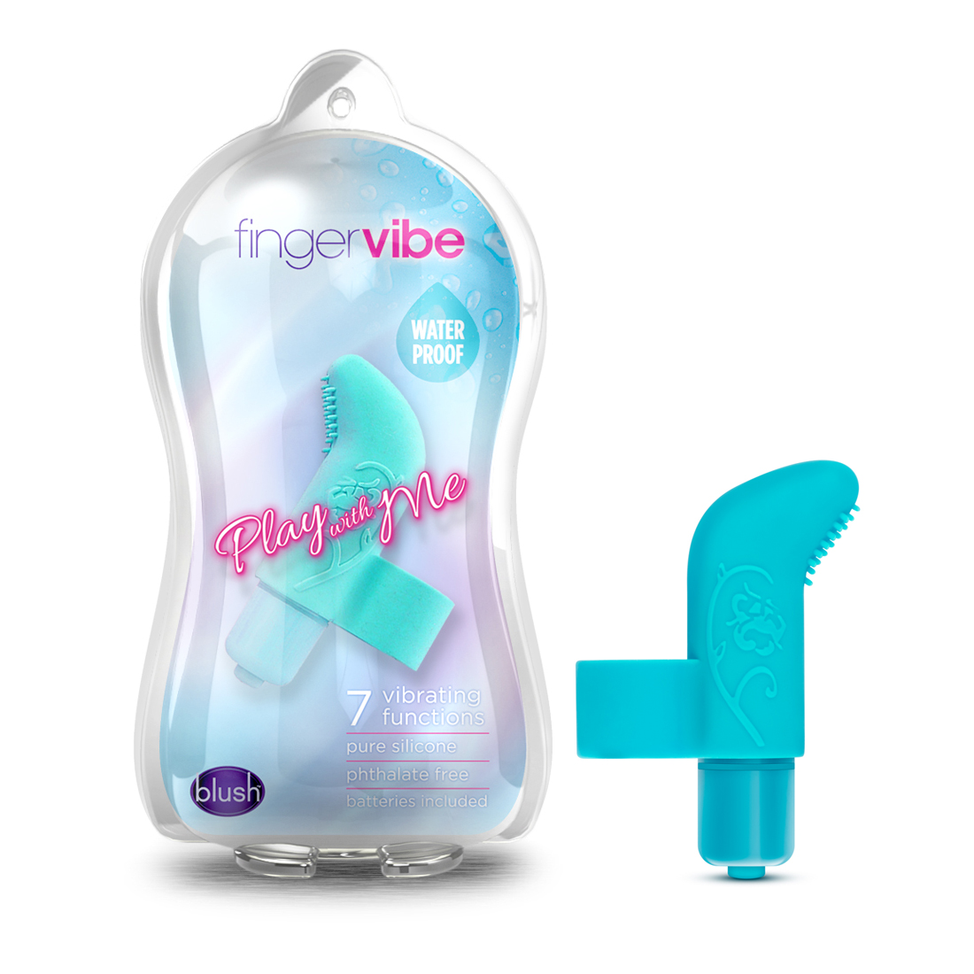 Blush Play with Me Finger Vibe Blue 3.5-Inch Vibrating Bullet