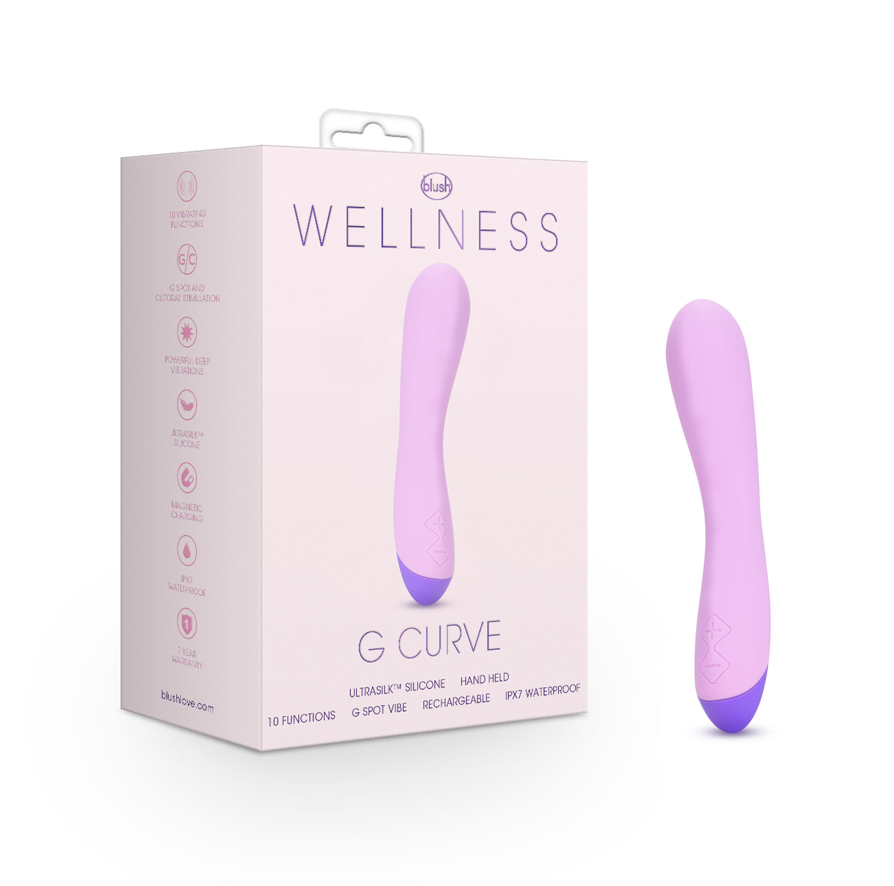 Wellness By Blush? / G Curve G-Spot Purple UltraSilk? Vibrator - Made with Puria? Silicone