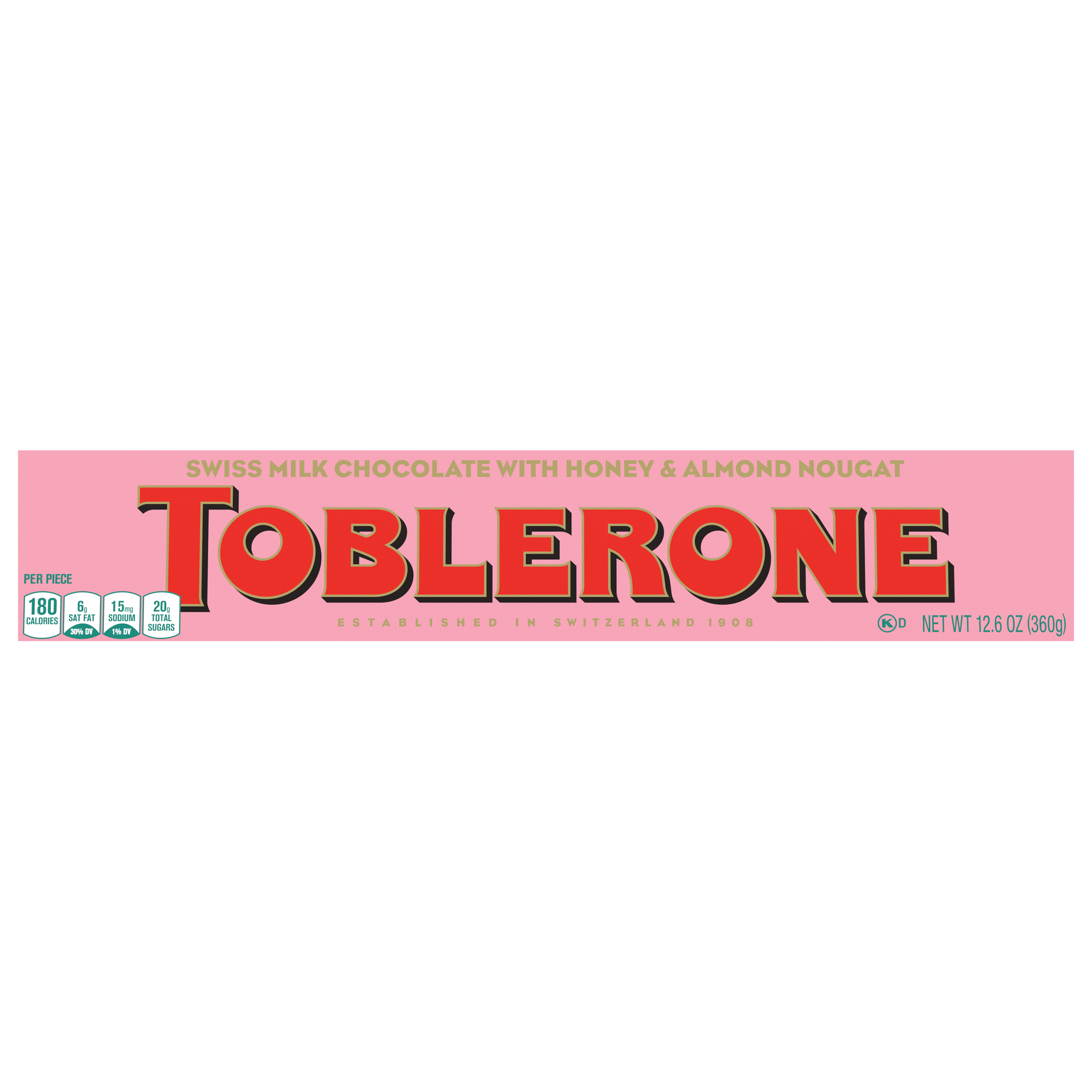Toblerone Swiss Milk Chocolate Candy Bar with Honey and Almond Nougat, Valentines Chocolate, 12.6 oz-0