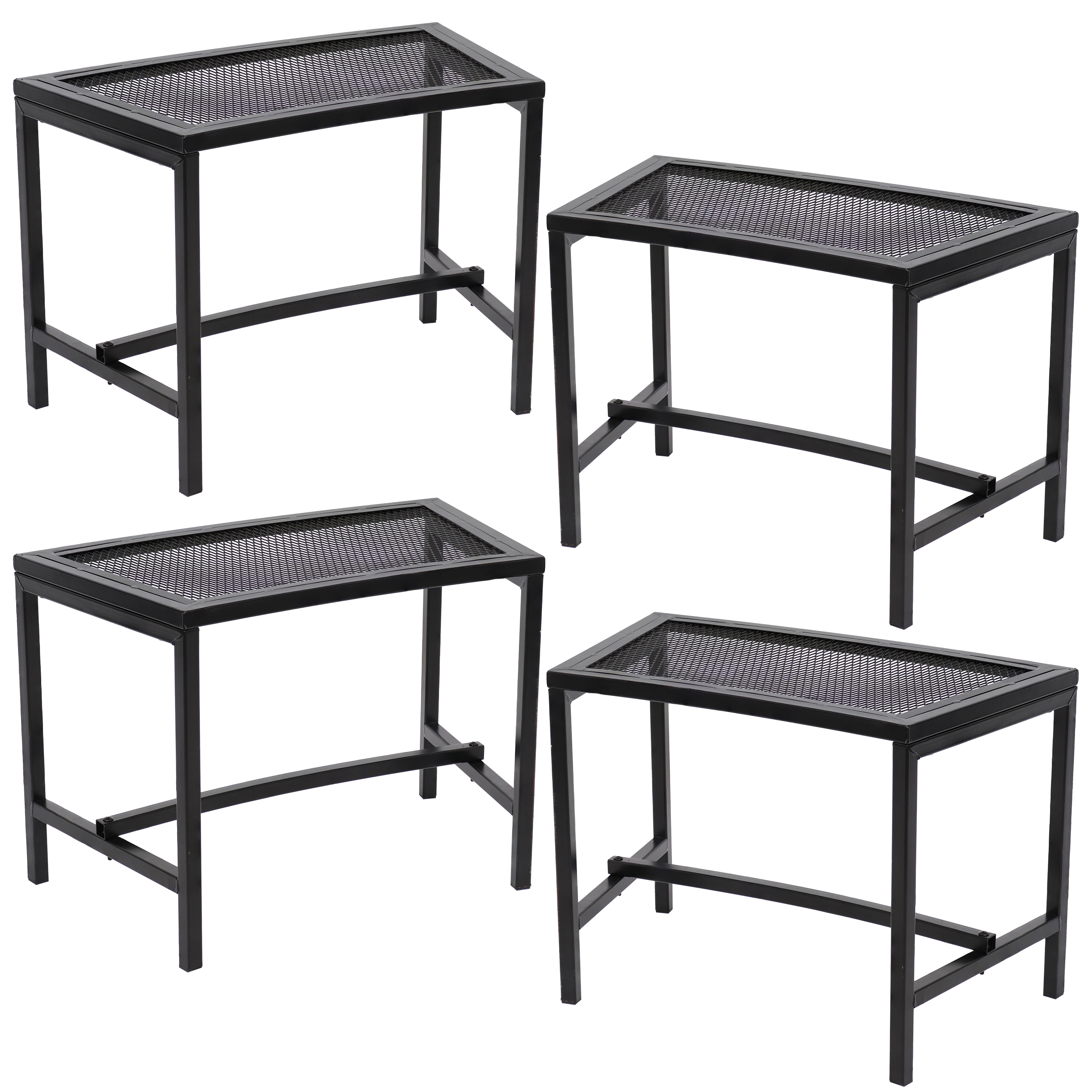 Black Mesh Patio Fire Pit Bench by Sunnydaze, Set of Four