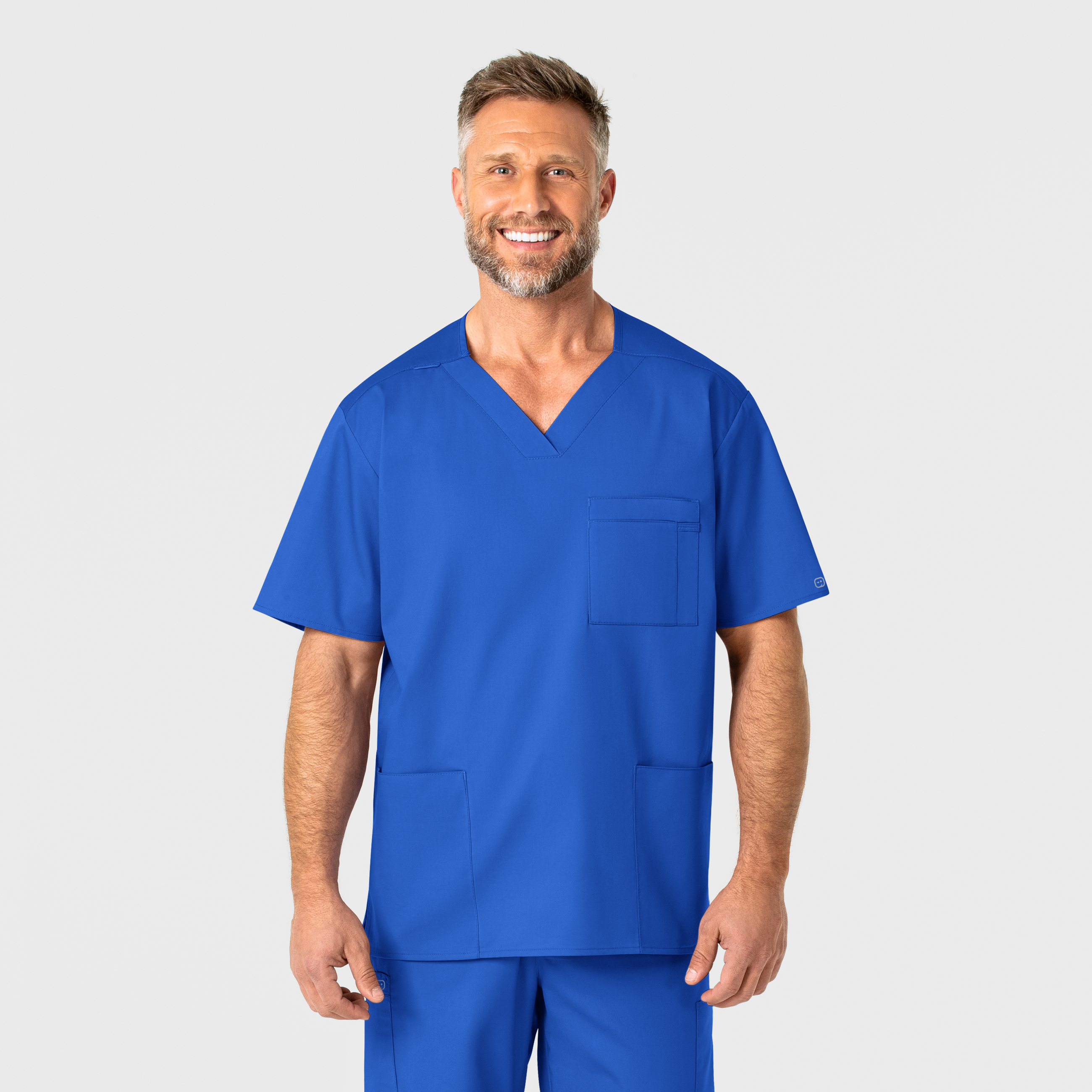 Assabet Men&#8216;s V-Neck Scrub Top-Wonder Wink