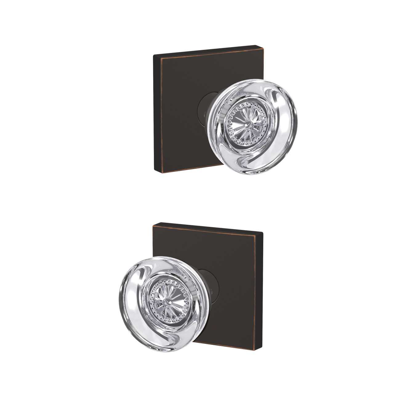 Custom Hobson Glass Knob Combined Interior Hall-Closet and Bed-Bath Lock