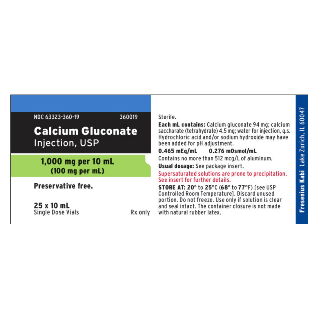 Calcium Gluconate 0.1 10ml - 25/Box