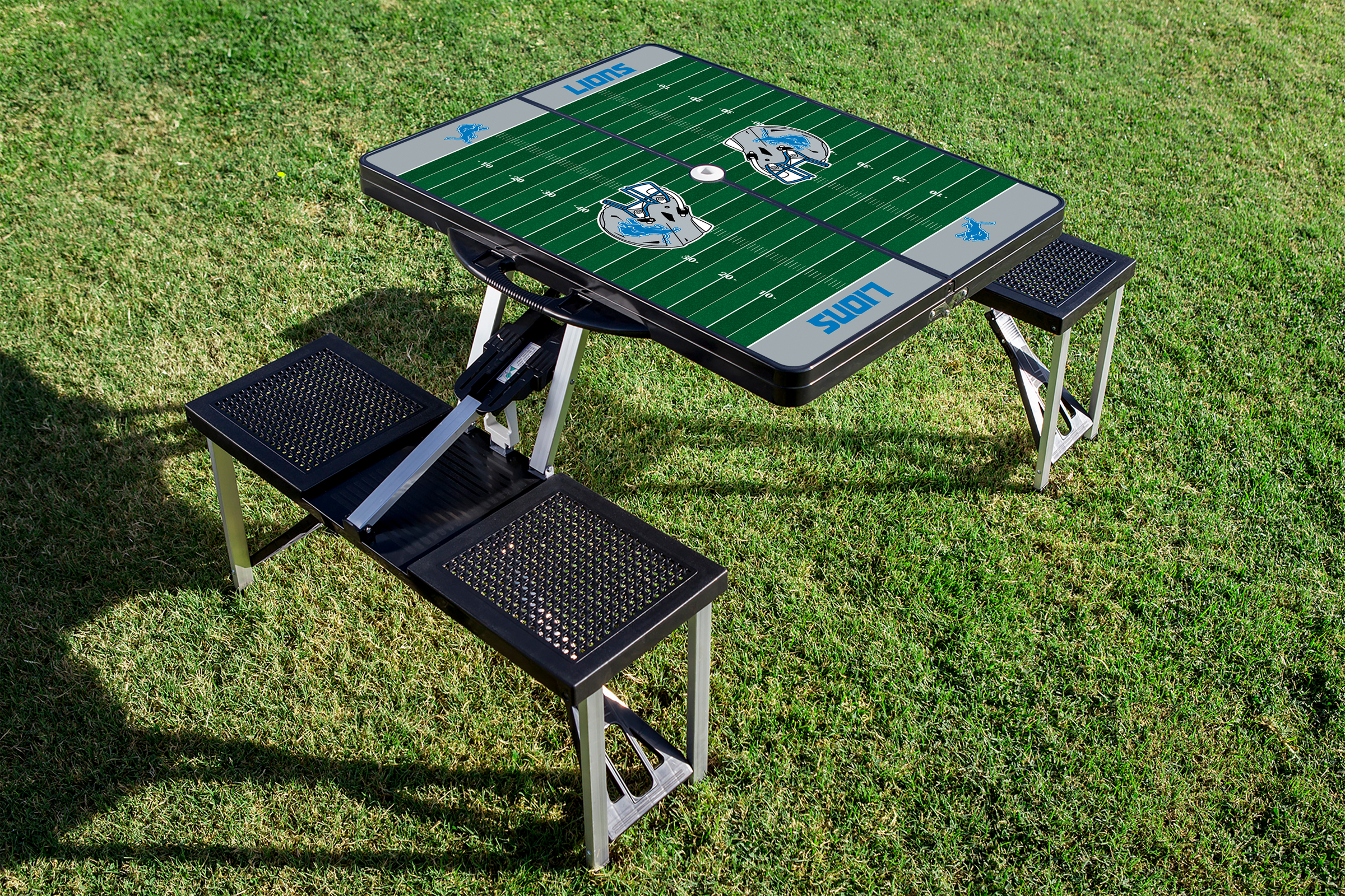 Detroit Lions Football Field - Picnic Table Portable Folding Table with Seats