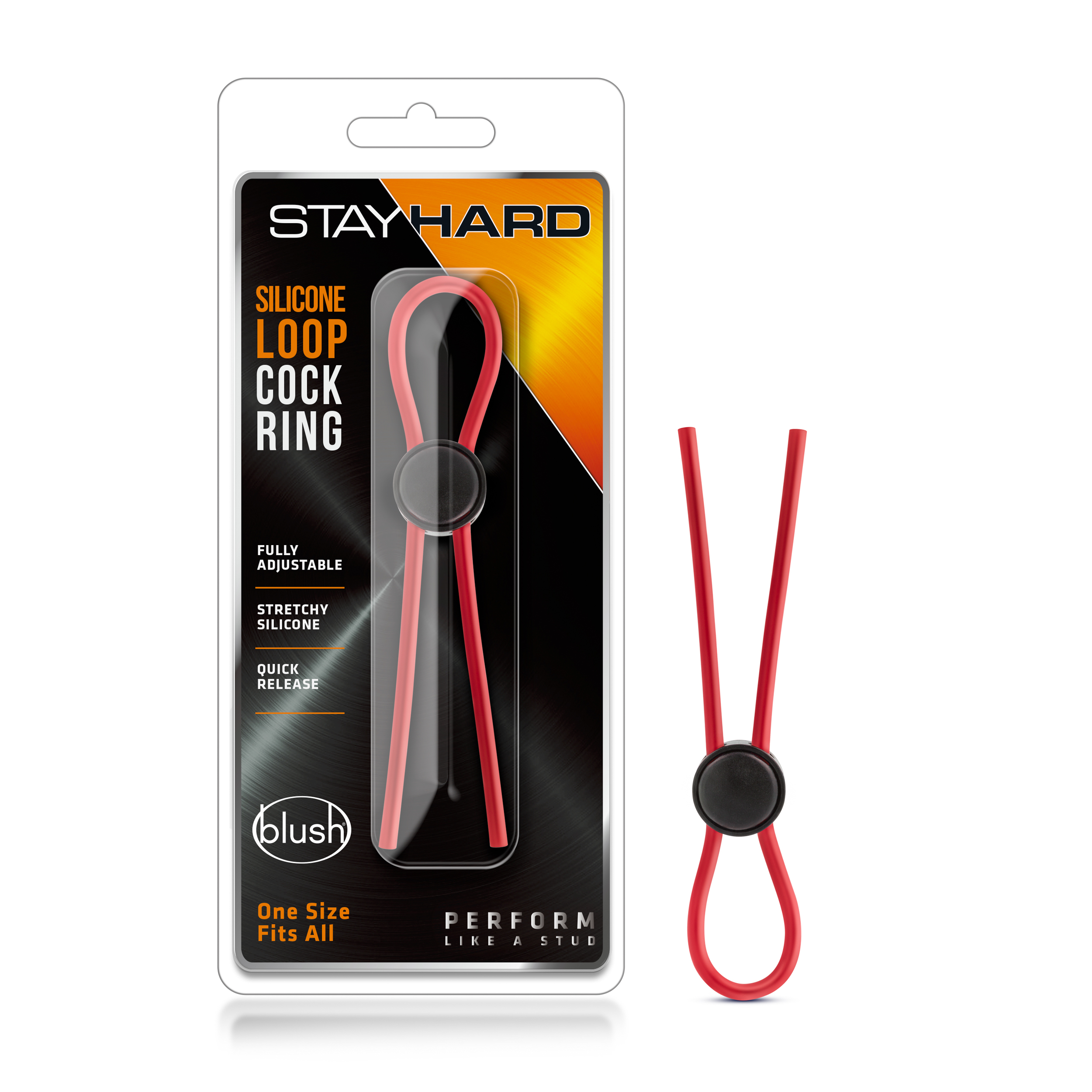 Blush Stay Hard / Red Silicone Loop Penis Ring