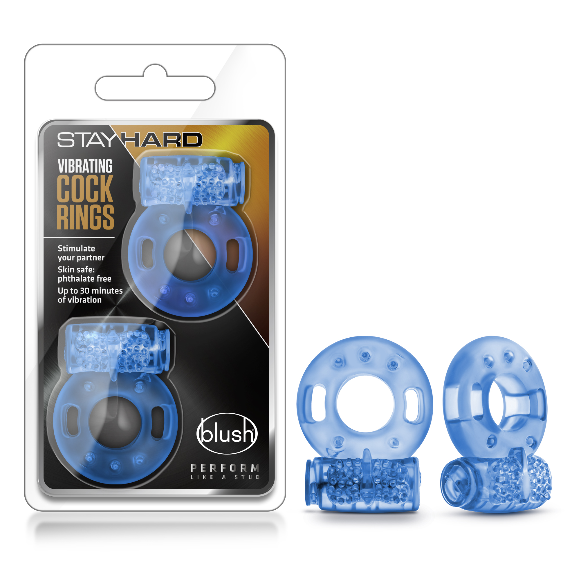 Blush Stay Hard / Blue Vibrating Penis Rings (2-Pack)