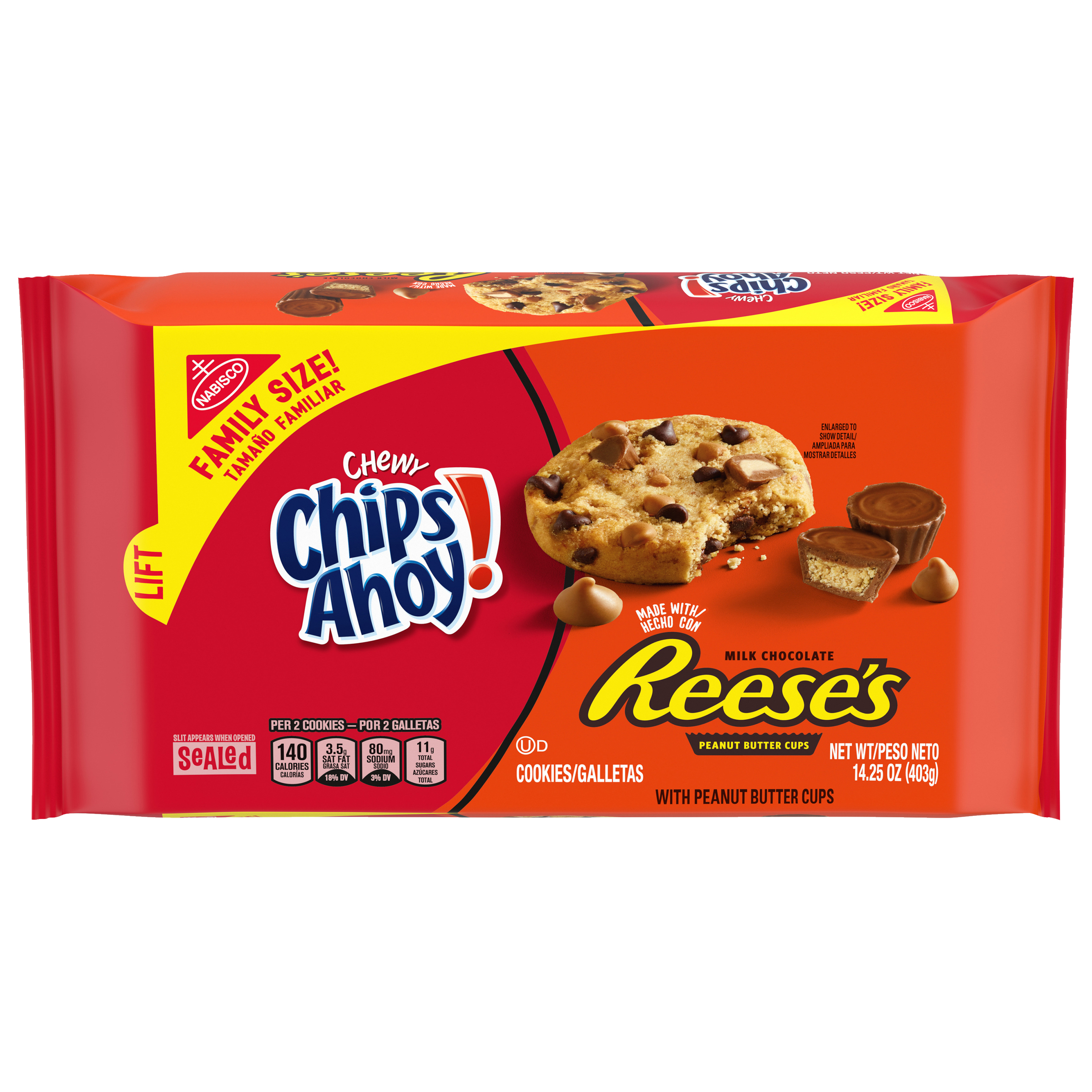 CHIPS AHOY! Chewy Chocolate Chip Cookies with Reese's Peanut Butter Cups, Family Size, 14.25 oz-0