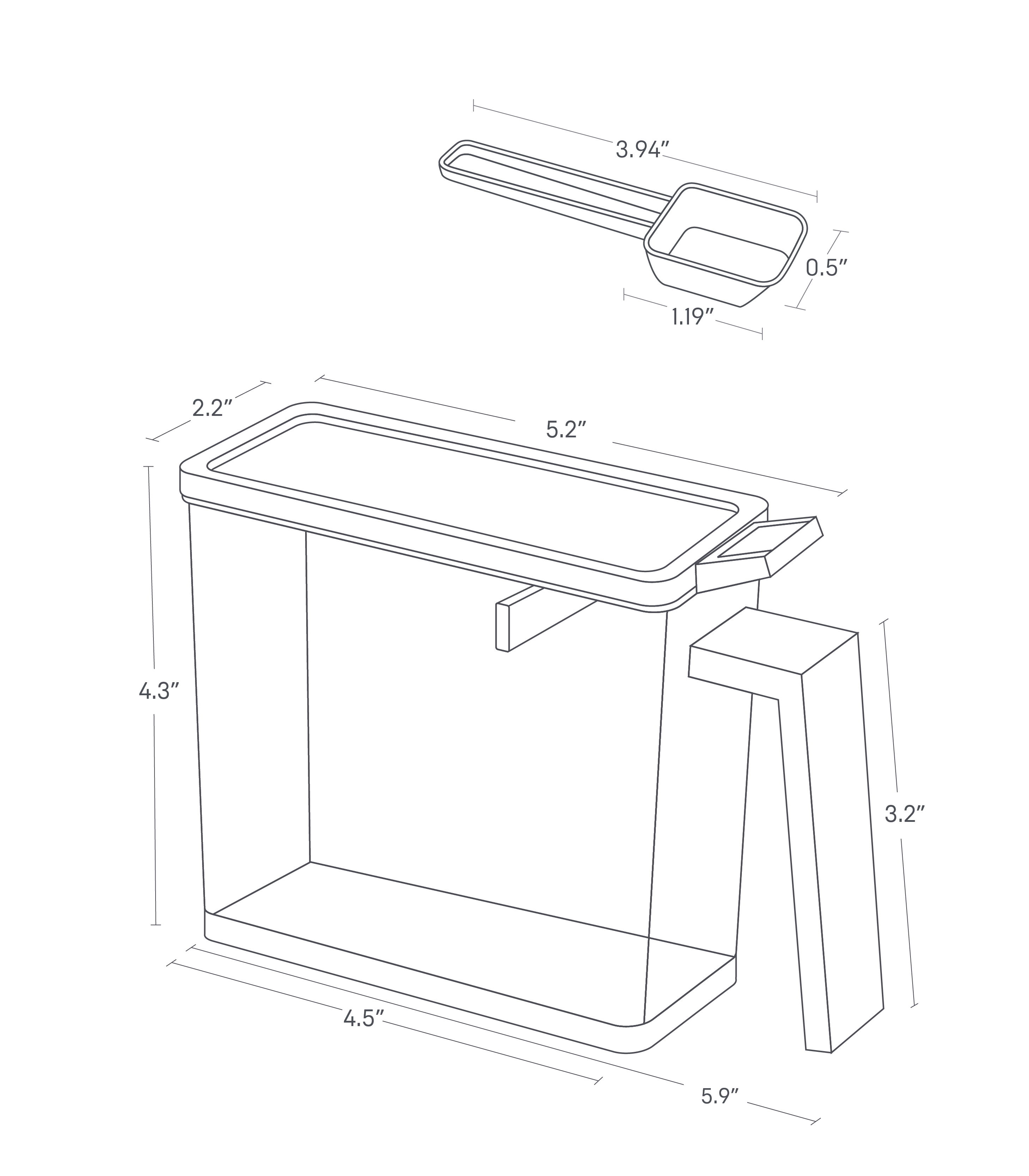 Dimension image for Spice Container - Small showing a total length of 5.9