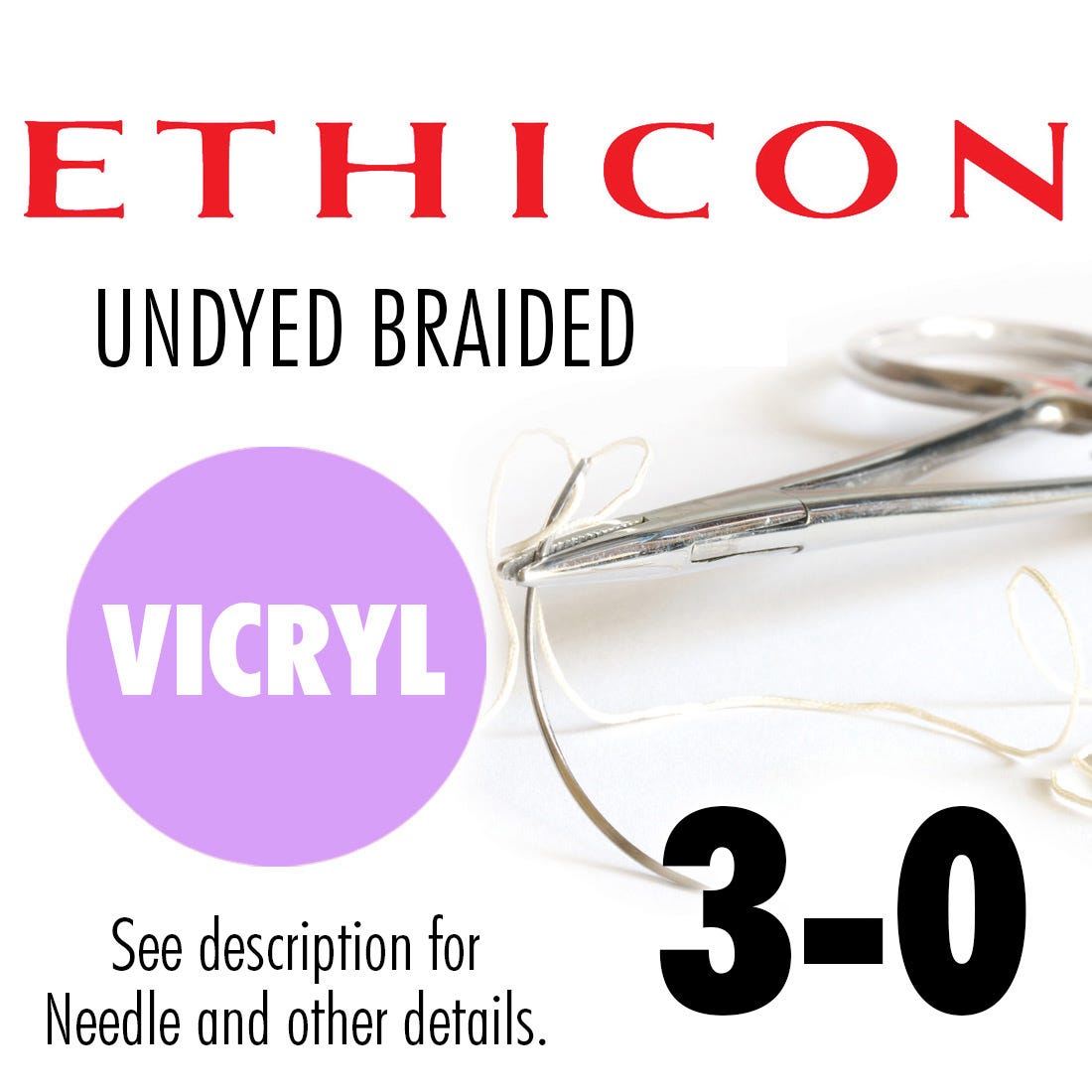 VICRYL® Undyed Braided & Coated Suture, 3-0, X1, Reverse Cutting, 27"- 36/Box