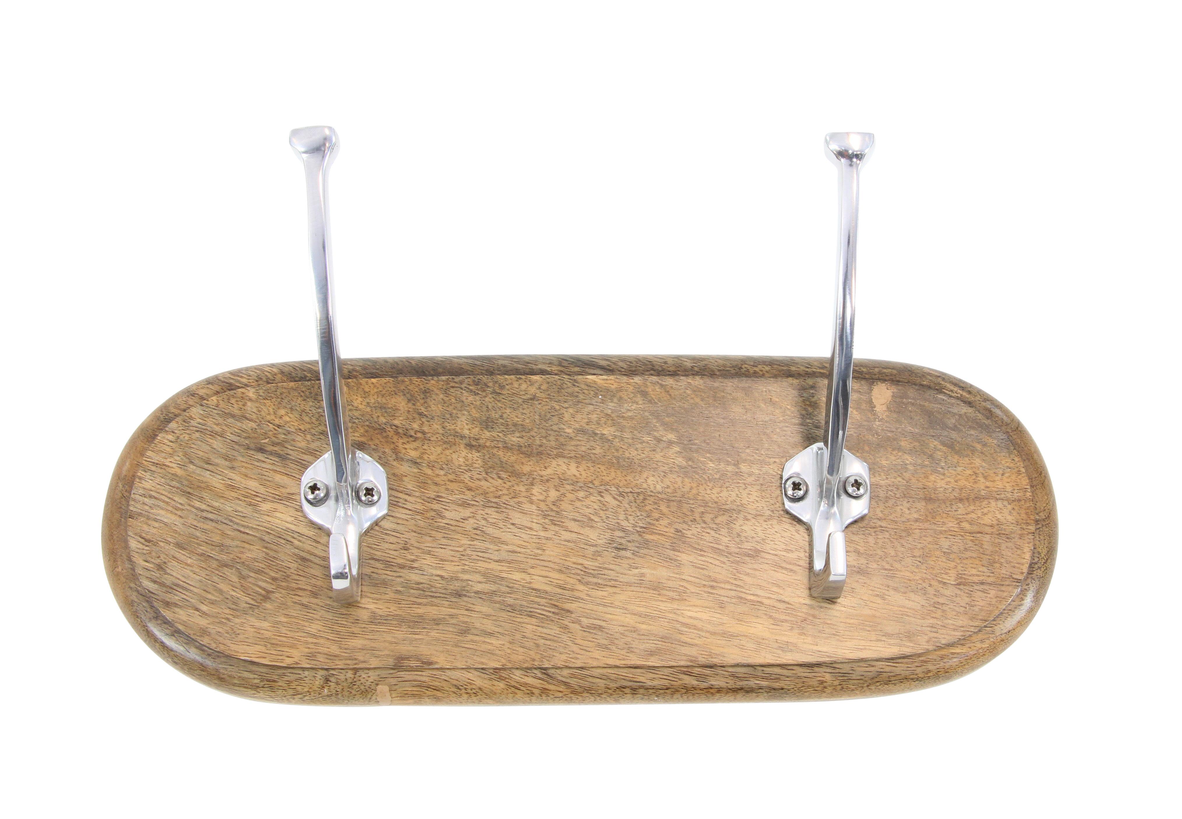 Brown Wood  Wall Hook, 12\" x 4\" x 5\", 2 pack 
