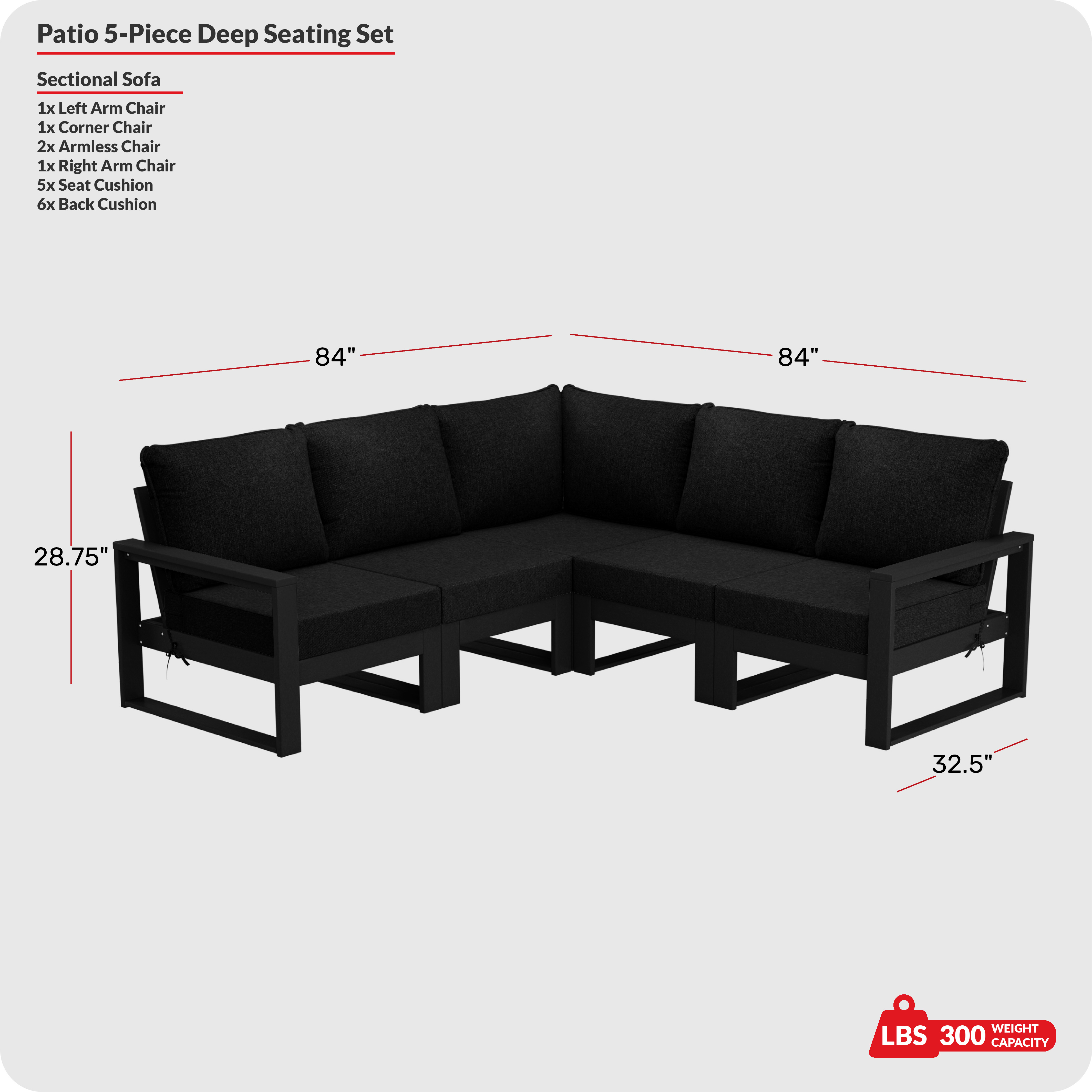7-Piece Outdoor Patio Corner Sectional Sofa Conversation SetCOS Spec Image