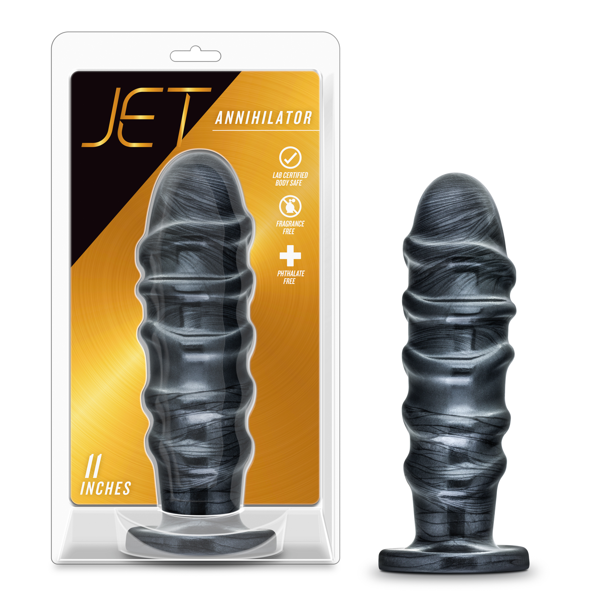 Blush Jet Annihilator Carbon Metallic Black 11-Inch Anal Plug With Suction Cup Base