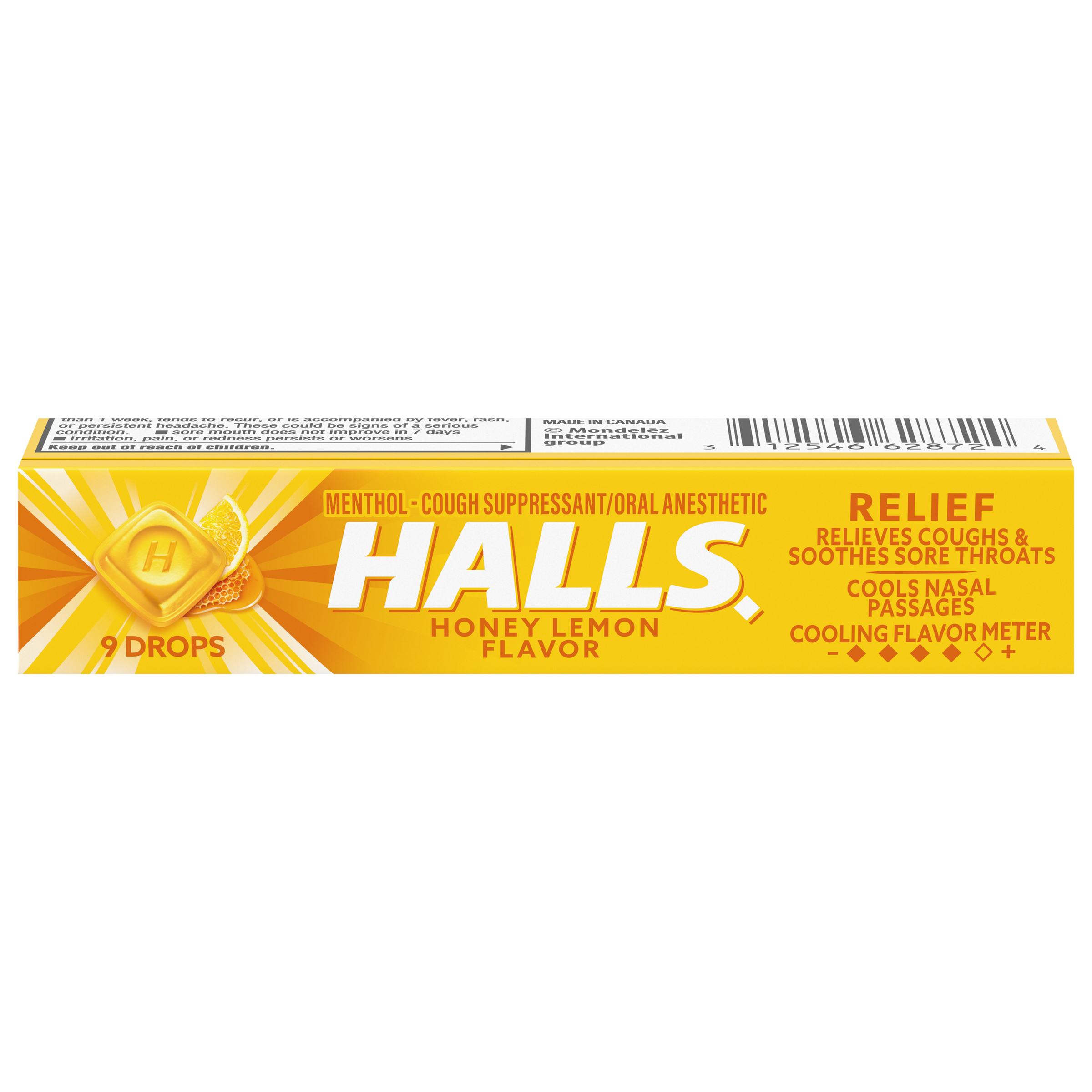 HALLS Honey Lemon Flavor Cough Drops Stick 9PCS 24x20