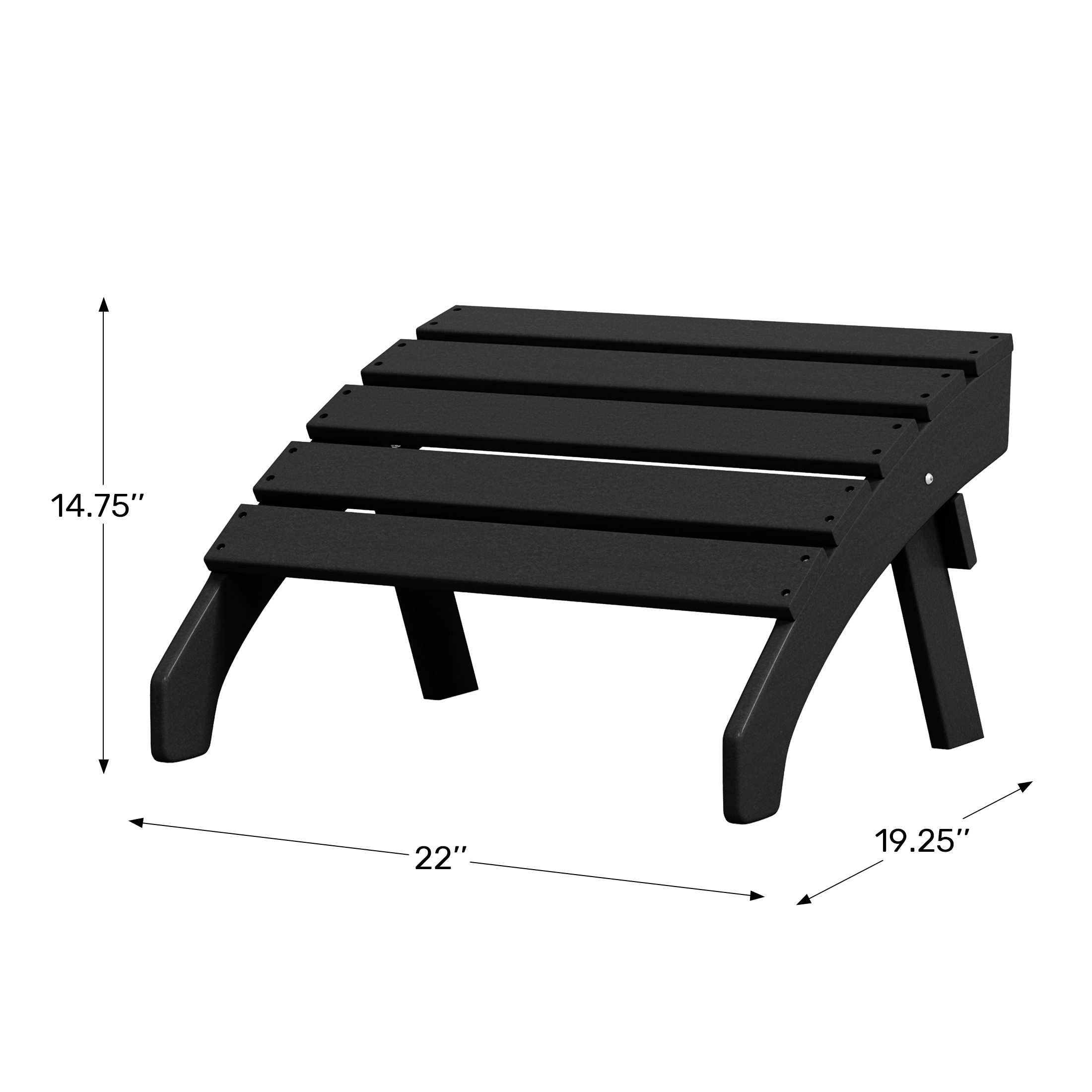 Outdoor Patio HDPE Adirondack Ottoman FootrestWWT Spec Image