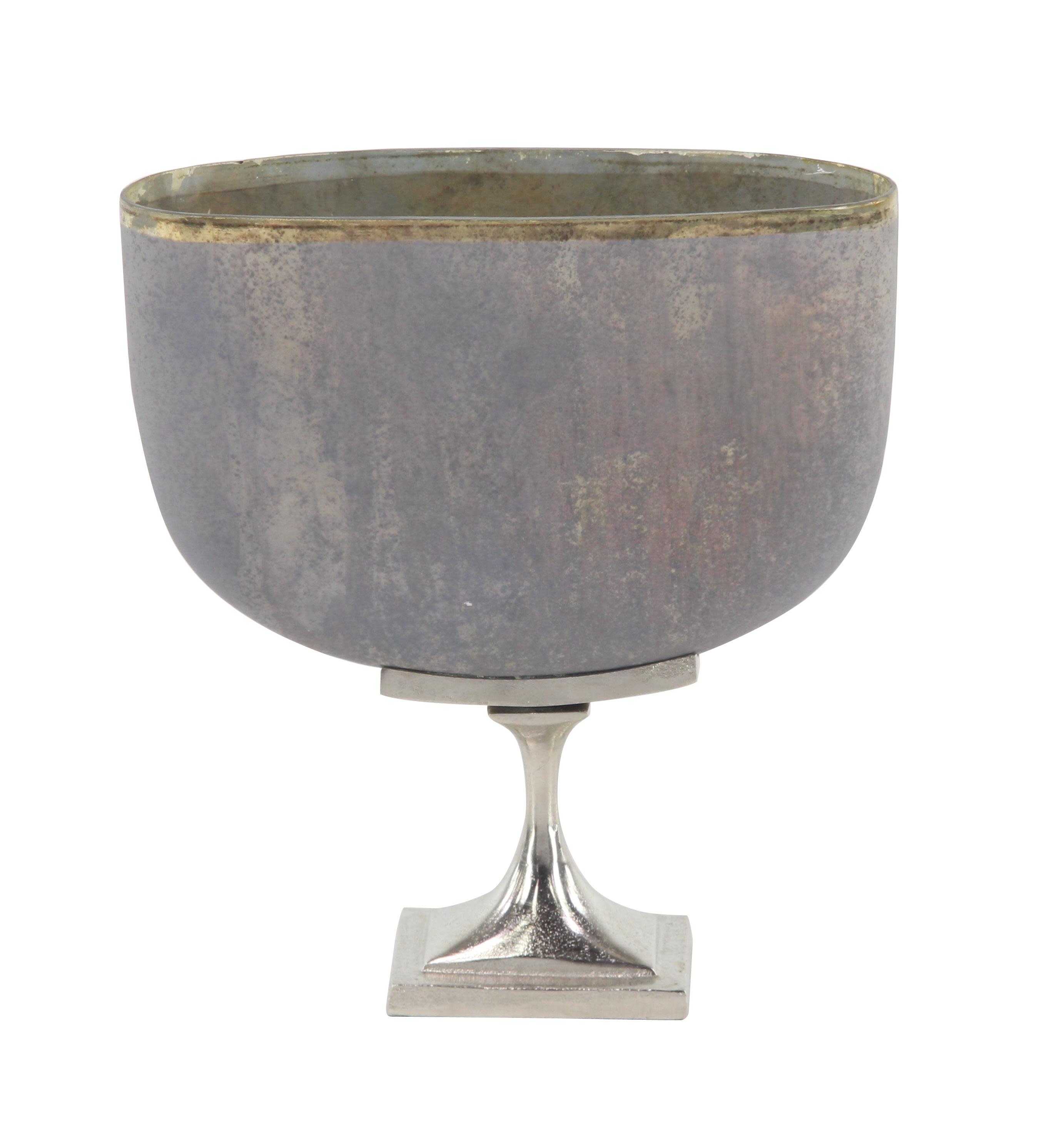 Gray Glass Natural Vase, 13" x 12" x 4"