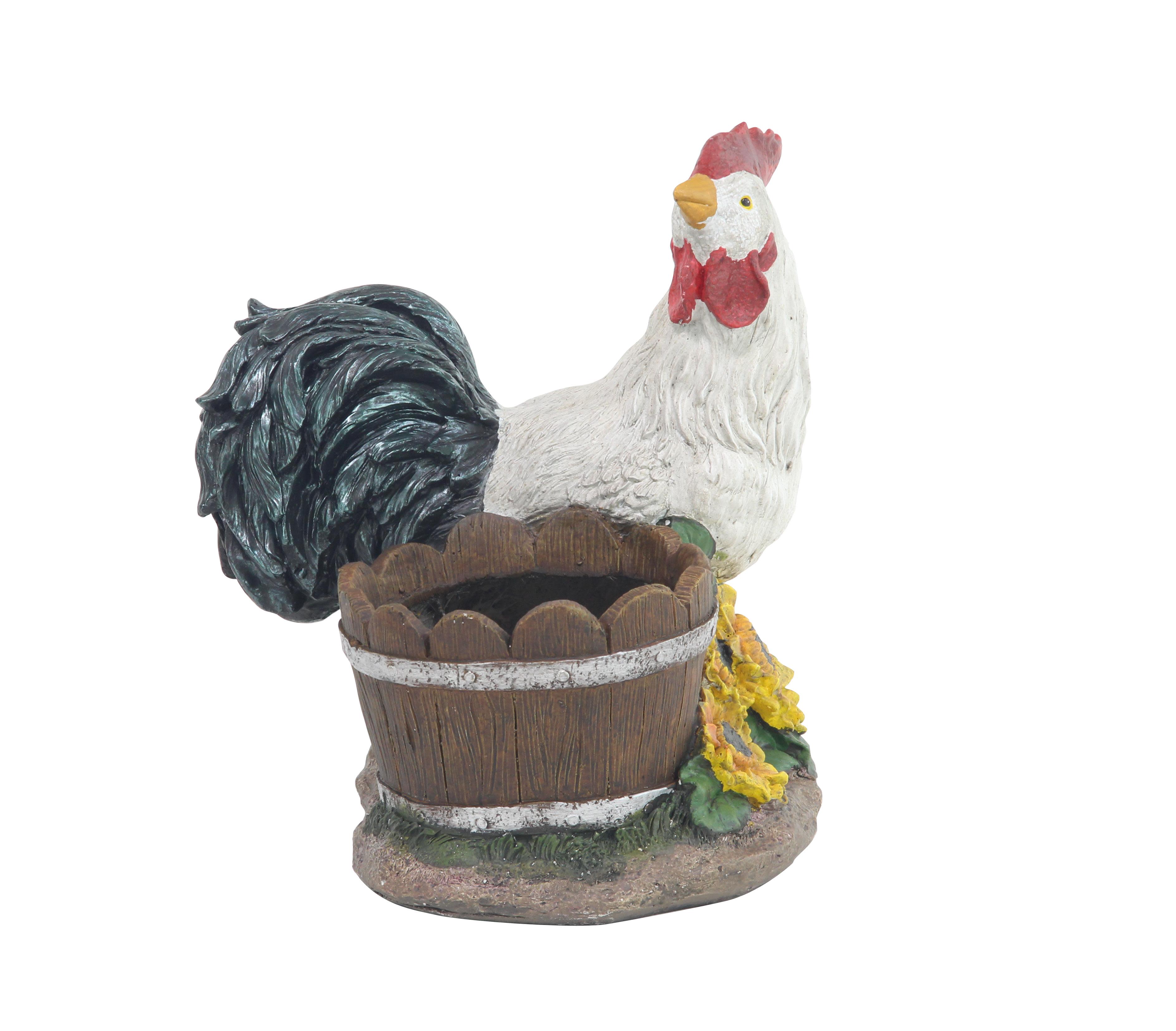 White Polystone  Garden Sculpture, 14" x 13" x 14"