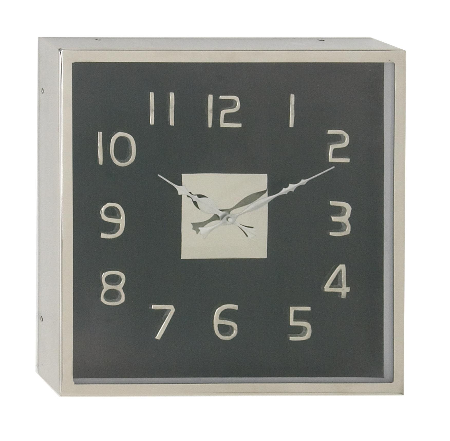 (Case of 3 Pcs) Black Stainless Steel Metal  Wall Clock, 14\" x 2\" x 14\"
