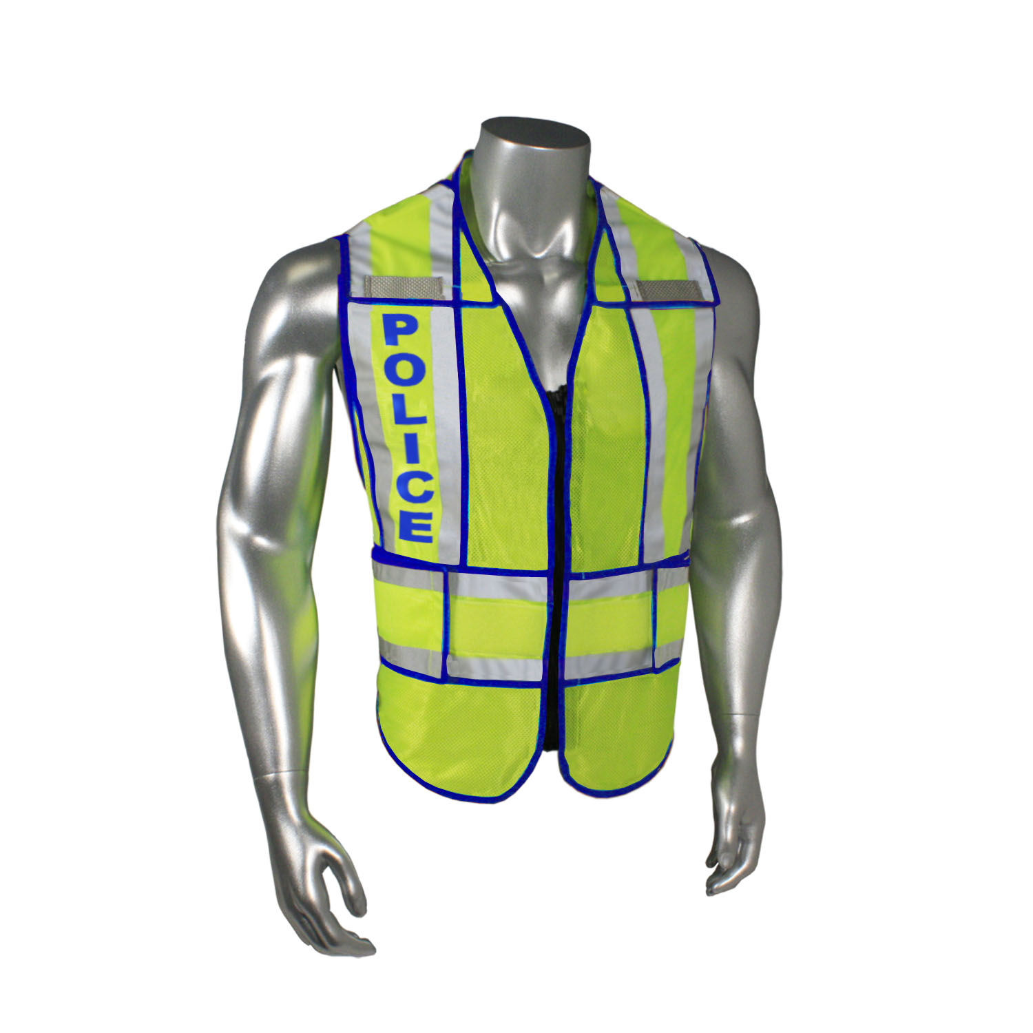 LHV-207-SPT Class 2 Breakaway Vest - Police - Blue Trim - Green - Size 2X-4X