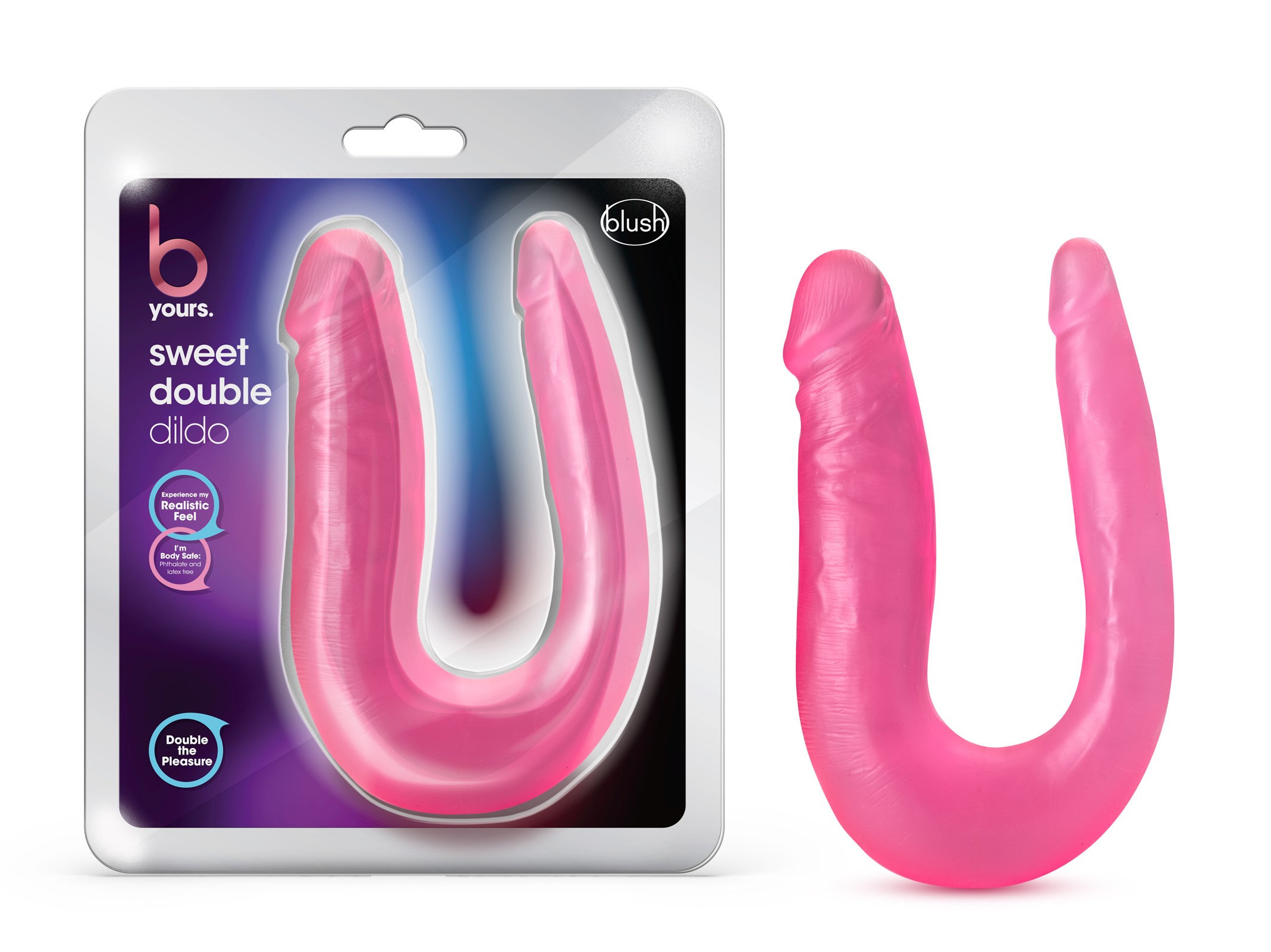 Blush B Yours Sweet U-Shaped Double Sided Pink 12.5-Inch Long Double Dildo