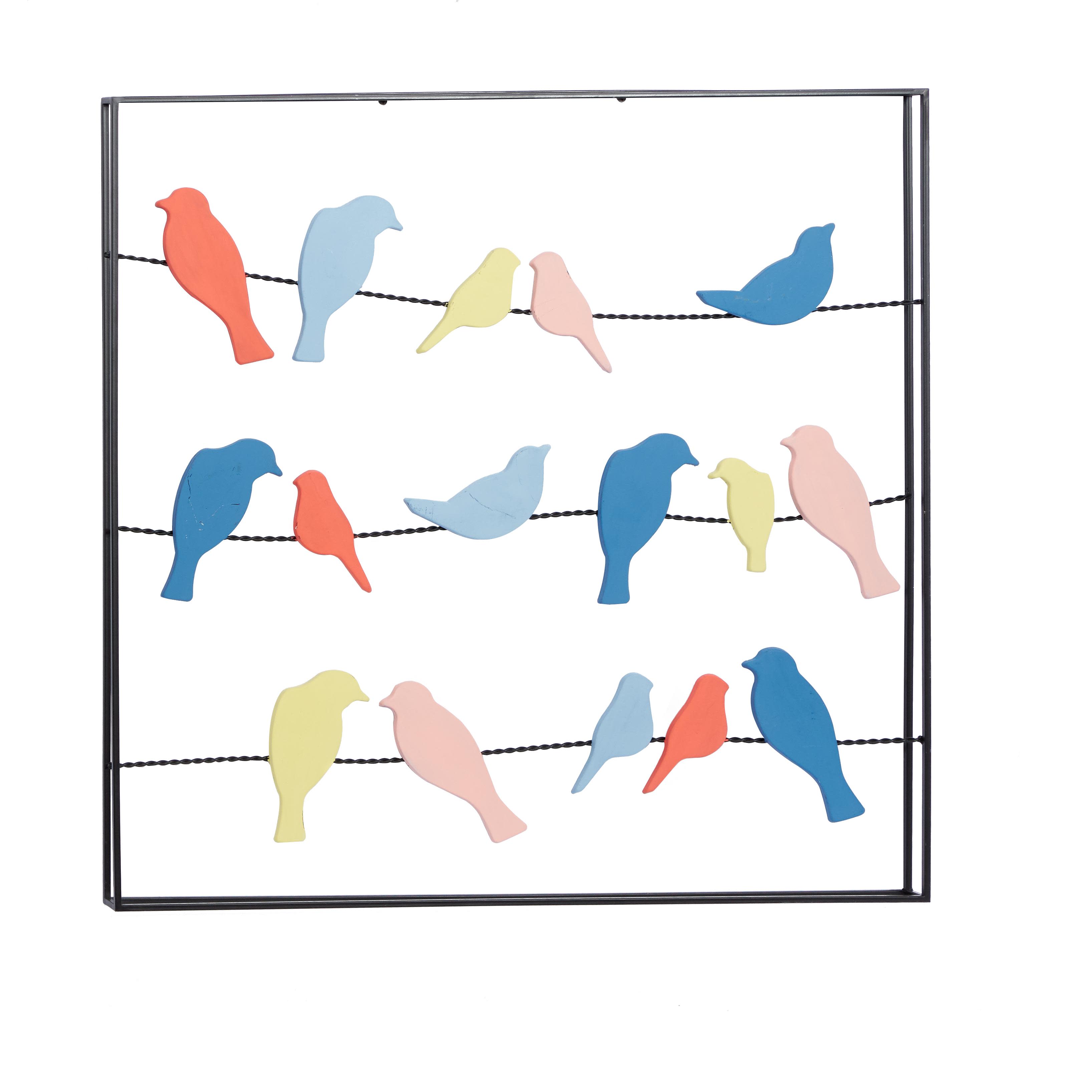 multi colored metal bird wall decor, 32" x 2" x 31"
