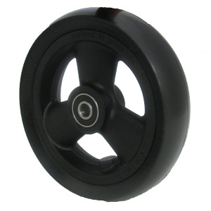 3-spoke Caster Assembly with Wide Black Urethane Tire, 5 x 1-1/2 Inches