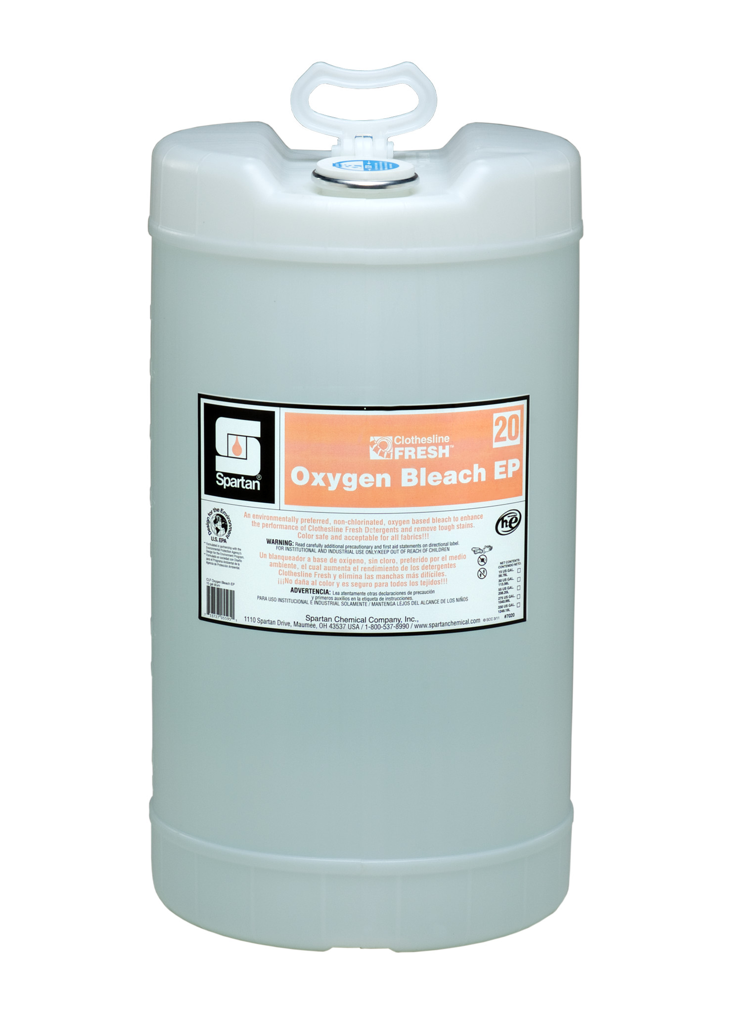 Spartan Chemical Company Clothesline Fresh Oxygen Bleach EP 20, 15 GAL DRUM