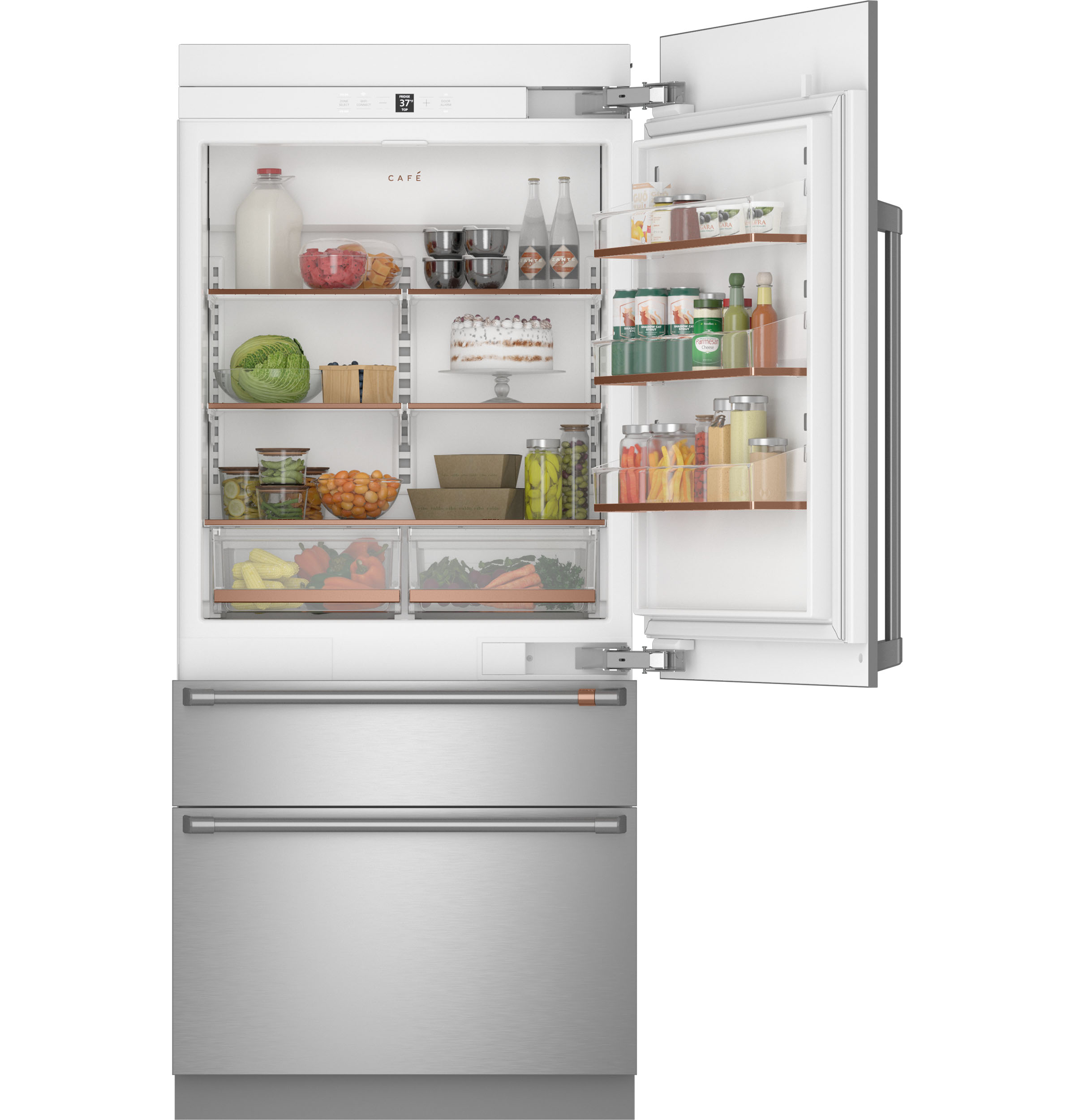 Café™ 36 in.  20.2 Cu. Ft. Stainless Steel Built In Bottom Freezer Refrigerator view 3