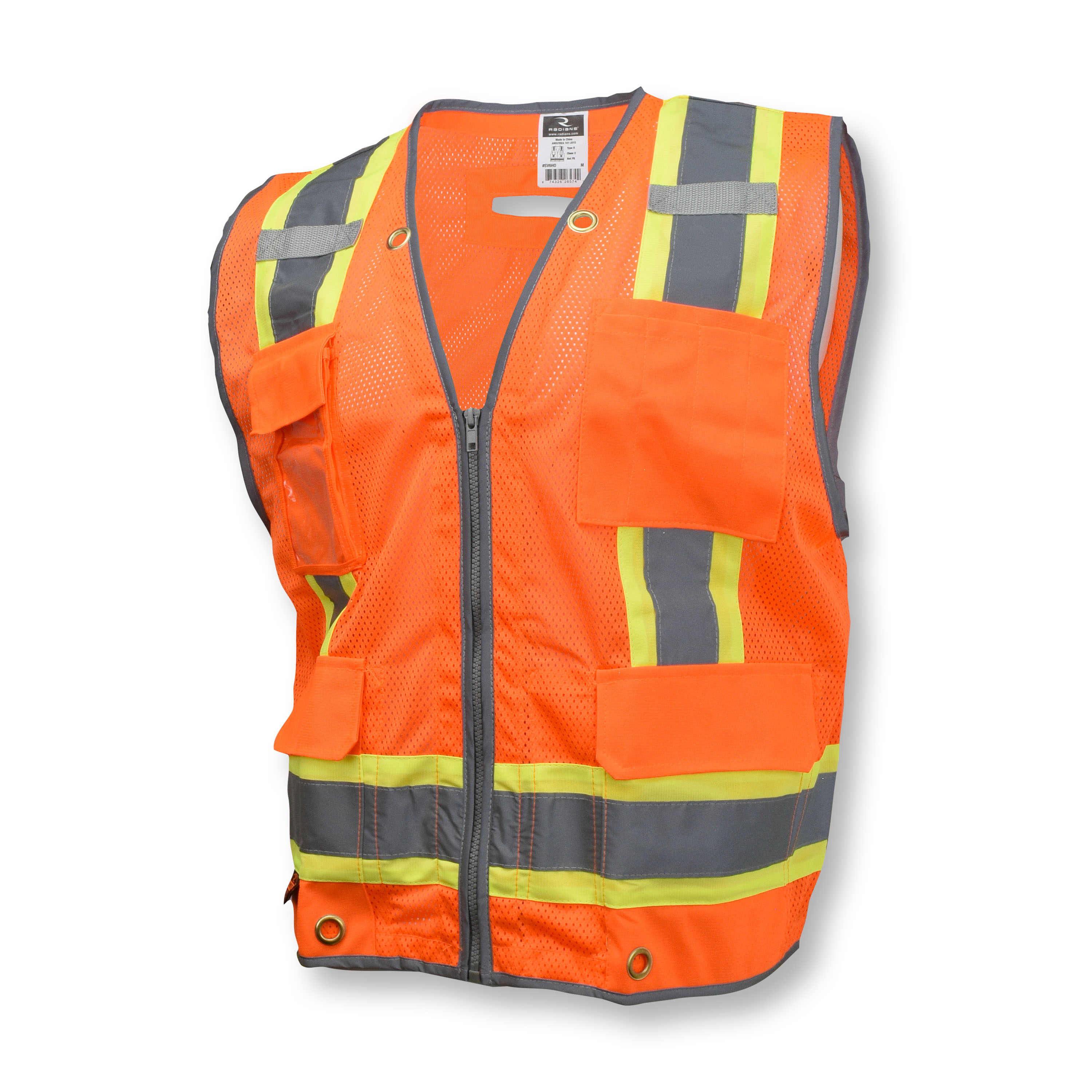 Picture of Radians SV6H Type R Class 2 Heavy Duty Two Tone Mesh Surveyor Vest with Solid Pockets