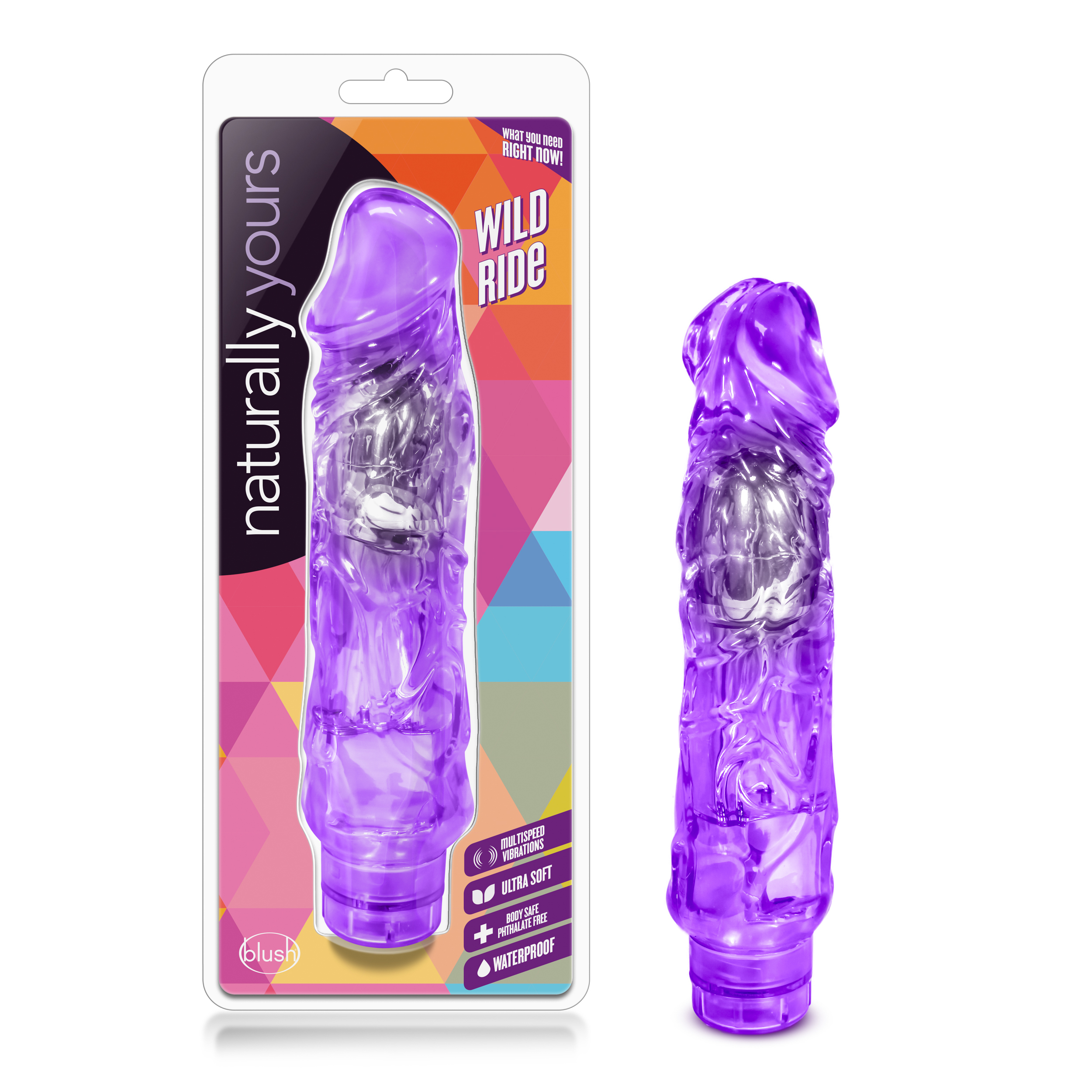 Blush Naturally Yours Wild Ride Realistic Purple 9-Inch Vibrator