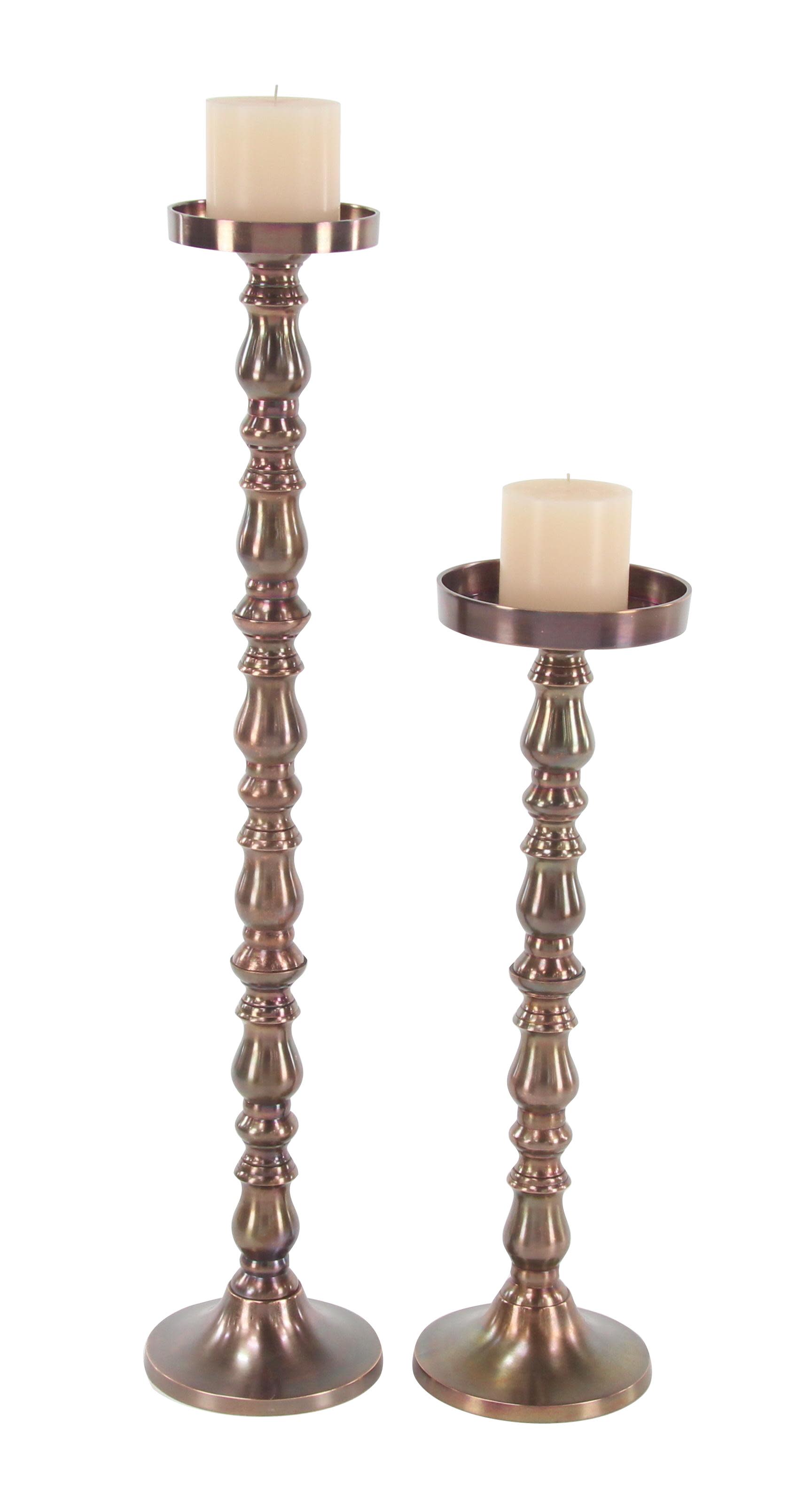 Silver Aluminum Metal  Candle Holder, Set of 2 26", 38"H