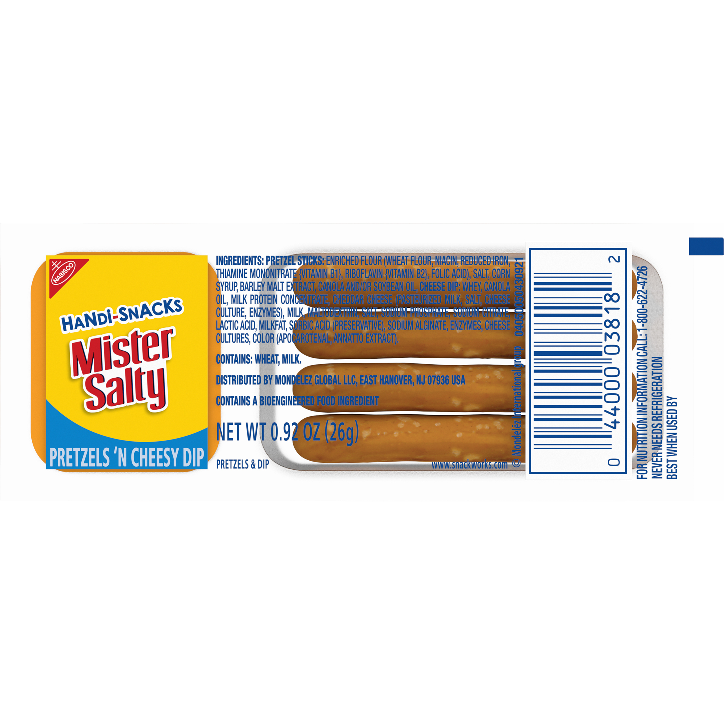 Handi-Snacks Mister Salty Pretzels 'N Cheesy Dip Snack Pack, .92 oz-1