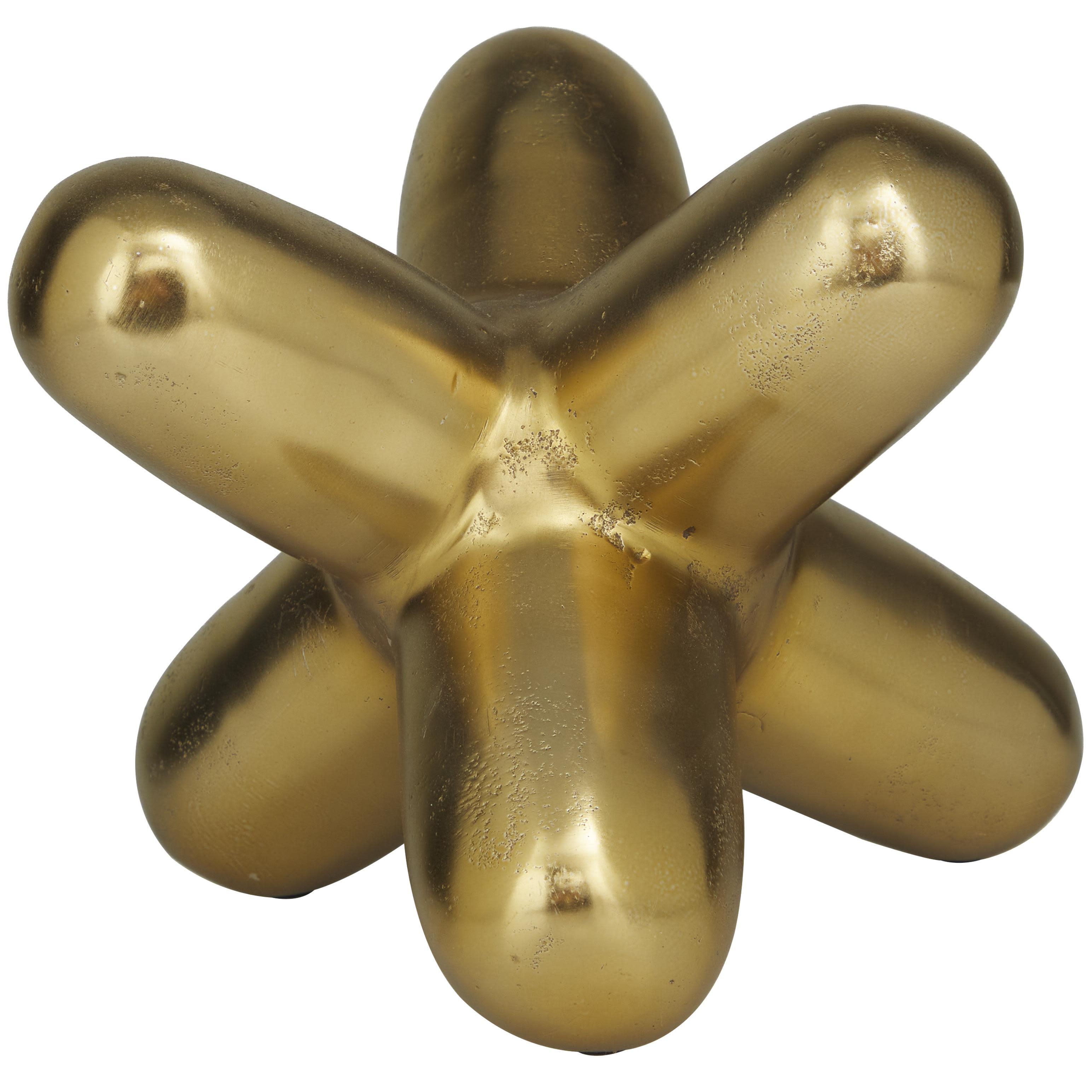The Novogratz Gold Aluminum Metal Abstract Jack Decorative Sculpture, 10" x 10" x 8"