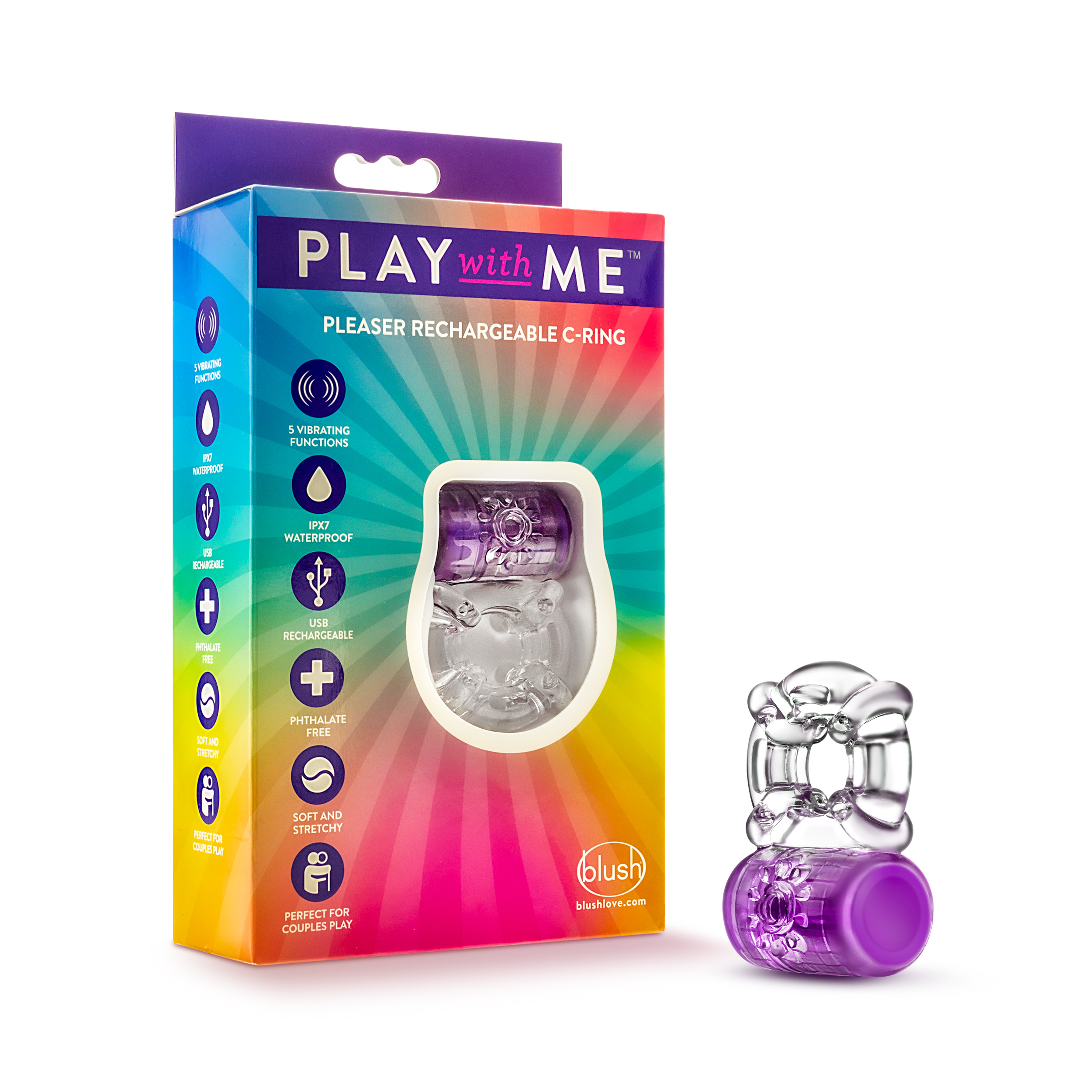 Blush Play With Me? / Pleaser: Purple Rechargeable Vibrating Penis Ring