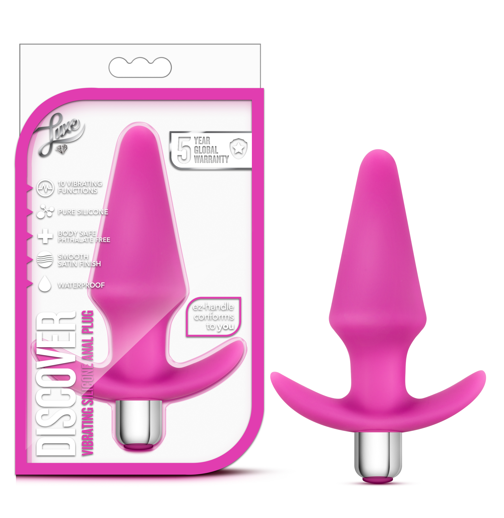 Blush Luxe Discover Pink 5-Inch Vibrating Anal Plug With Handle