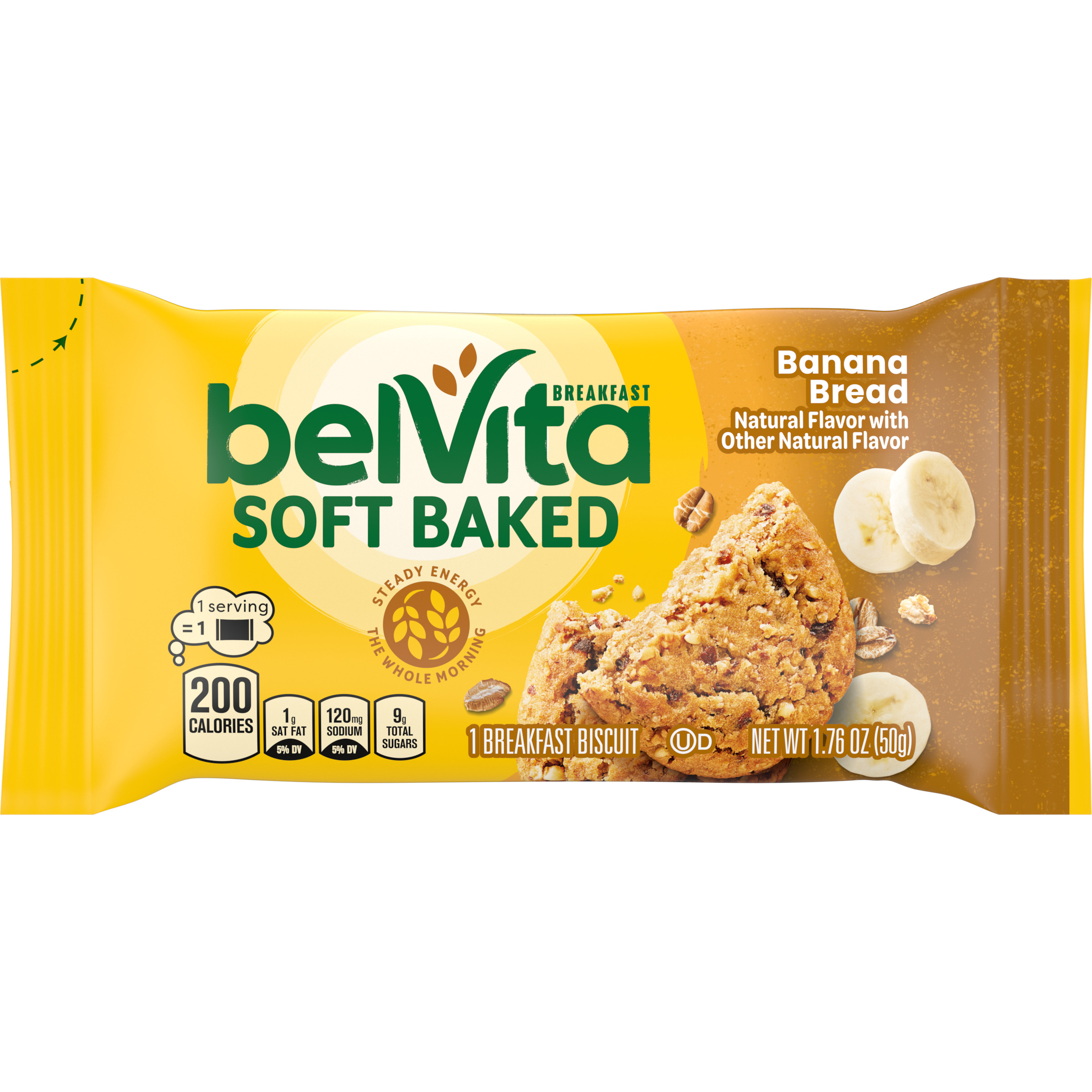 belVita Soft Baked Banana Bread Breakfast Biscuits, 1 Pack (1 Biscuit Per Pack)-thumbnail-1