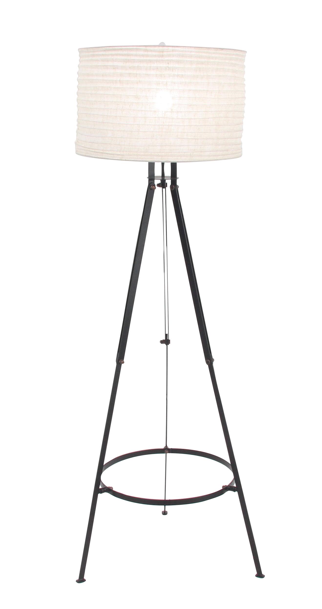 Black Metal Industrial Floor Lamp, 60" x 23" x 23"