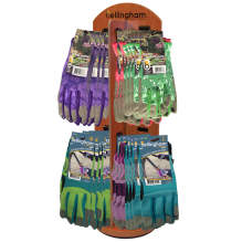 Bellingham SRCPERFW2 Women's Performance Gloves Wooden Carousel Countertop Display, 48 Pairs