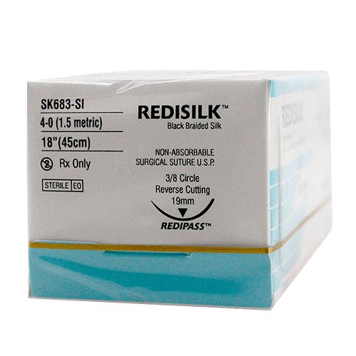 RELI® REDISILK™ Silk Black Braided Suture, 4-0, YFS-1 (C-6), Reverse Cutting, 18" - 12/Box