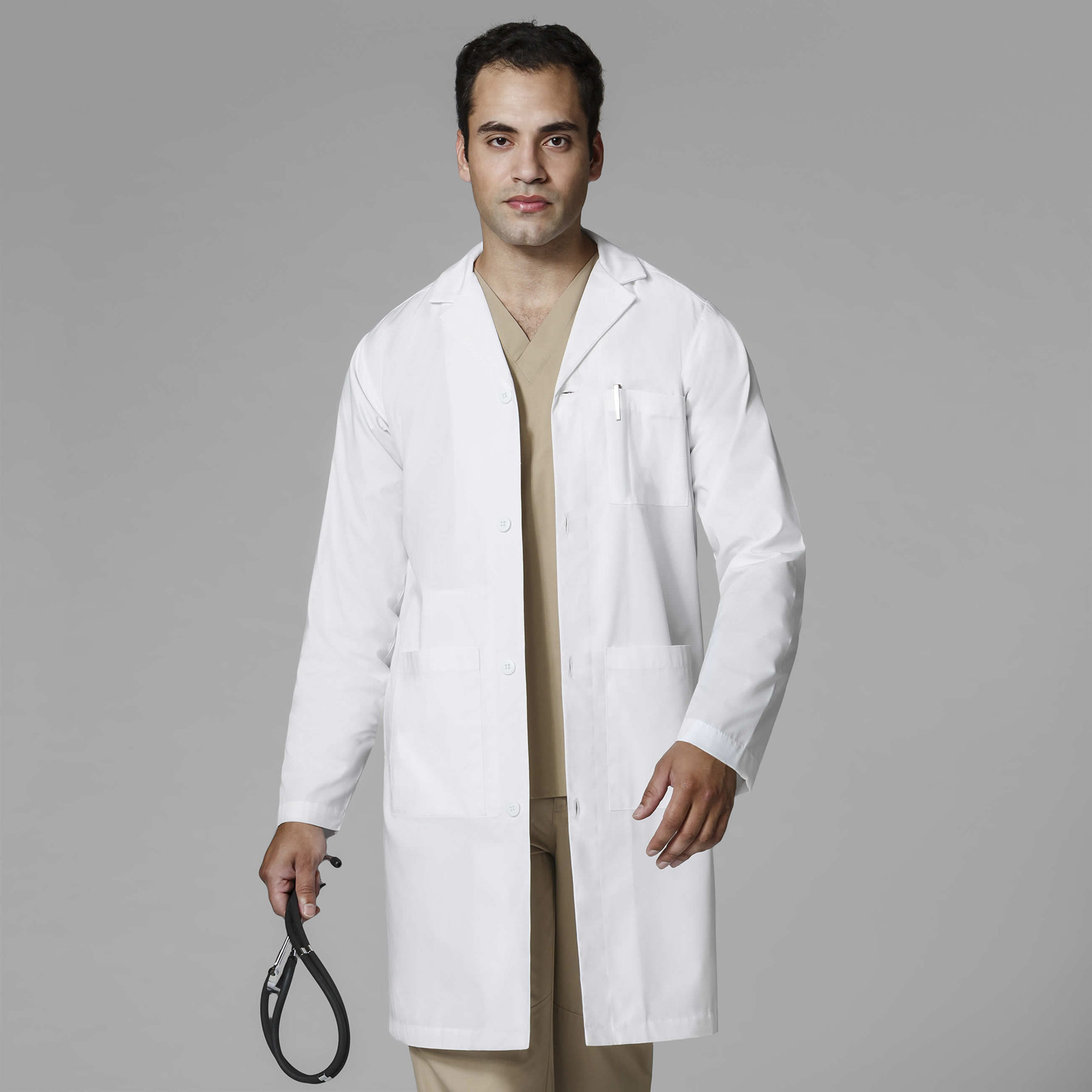 WonderWink Medical Whites Mens Long Lab Coat-WonderWink