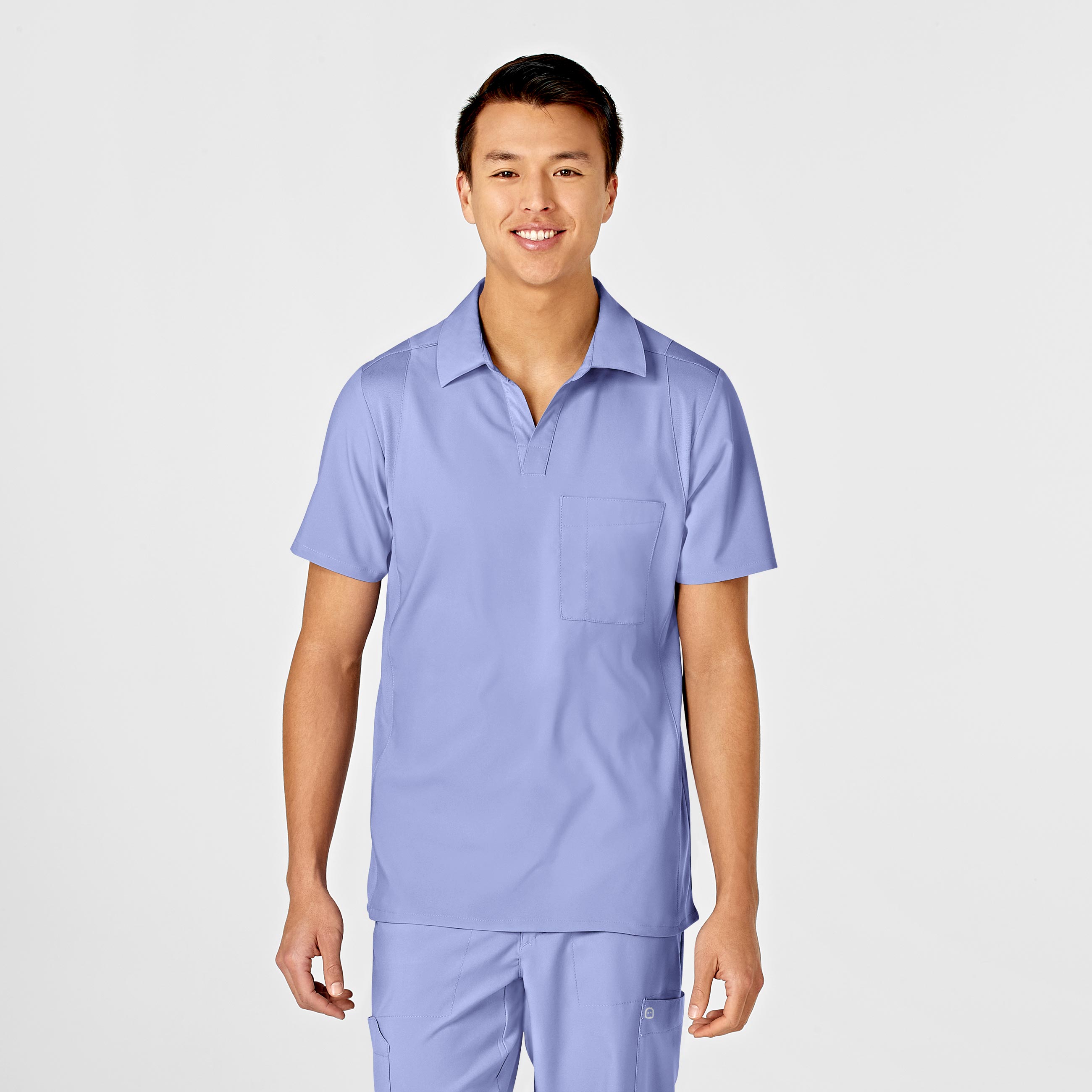 W123 Wink 6055 Men‘s Short Sleeve Collar Style Medical Scrub Top WSL-Wonder Wink