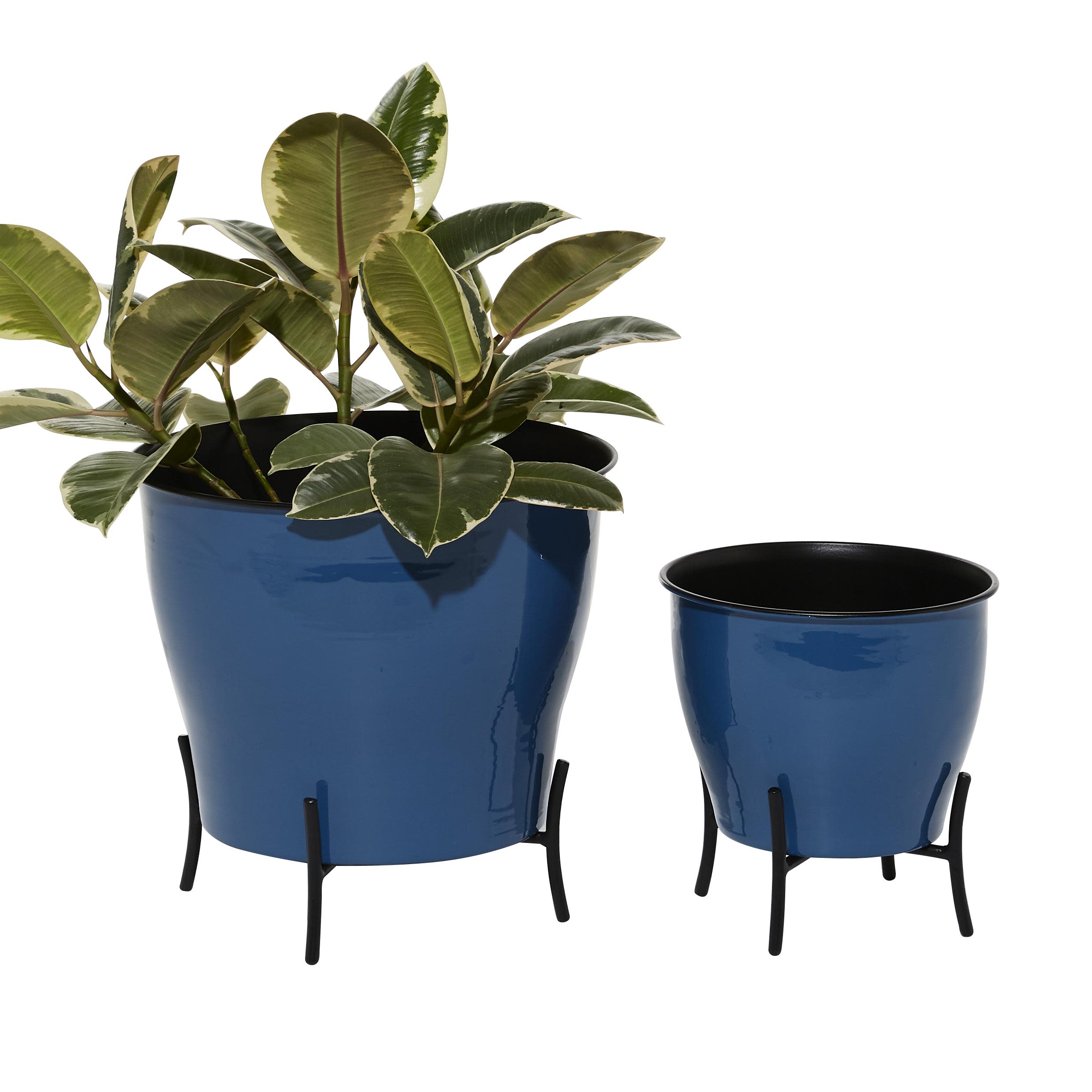 The Novogratz Blue Metal  Planter, Set of 2 9", 12"H